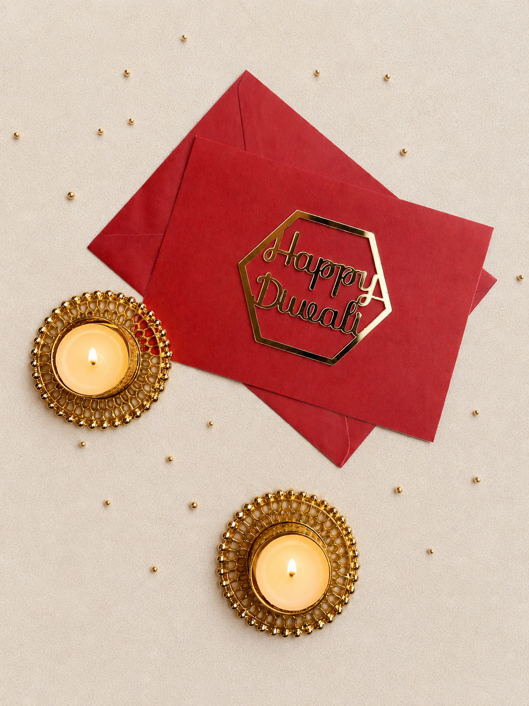 A5 Red Diwali Greetings Card ✨
