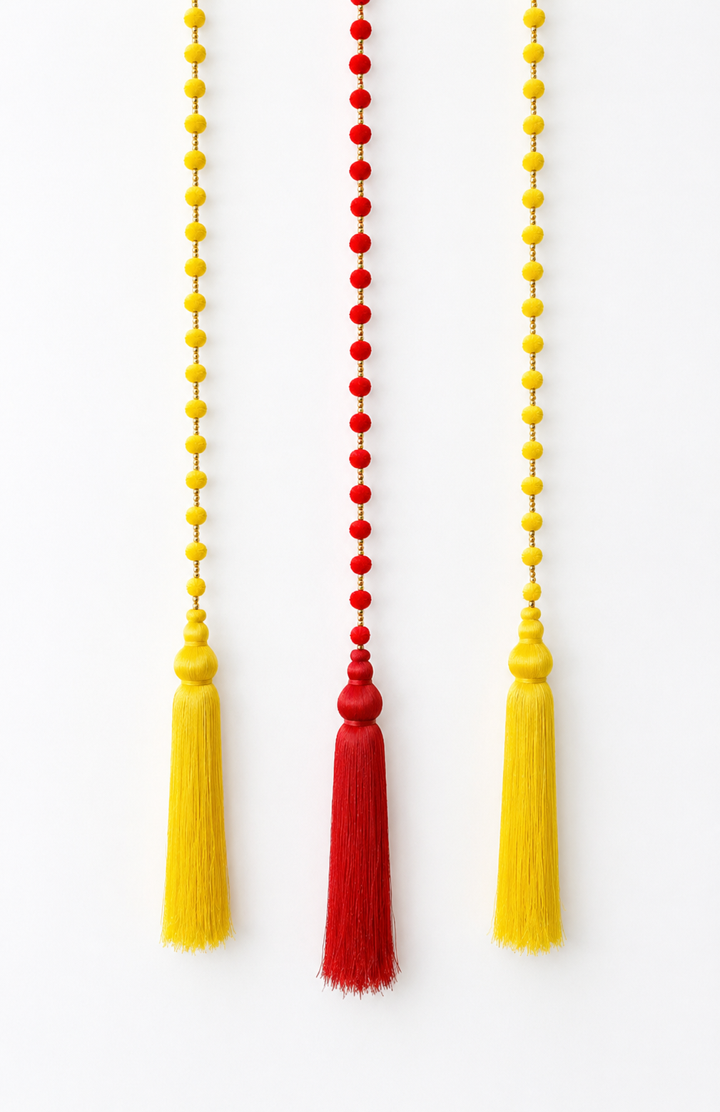 1x Red + 2x Yellow Diwali Hanging Tassel Garlands - Pack of 3✨