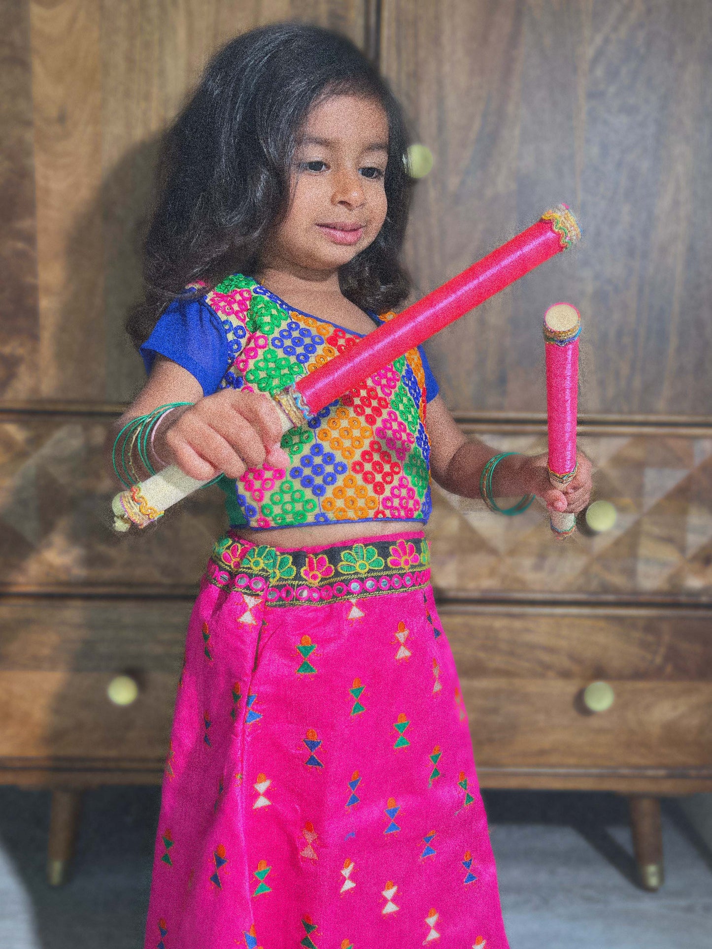 Children's Personalised Dandiya Sticks - Fuchsia Pink 🩷