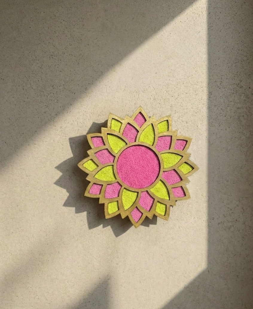 4" Mini Diwali Daisy Wooden Rangoli Kit