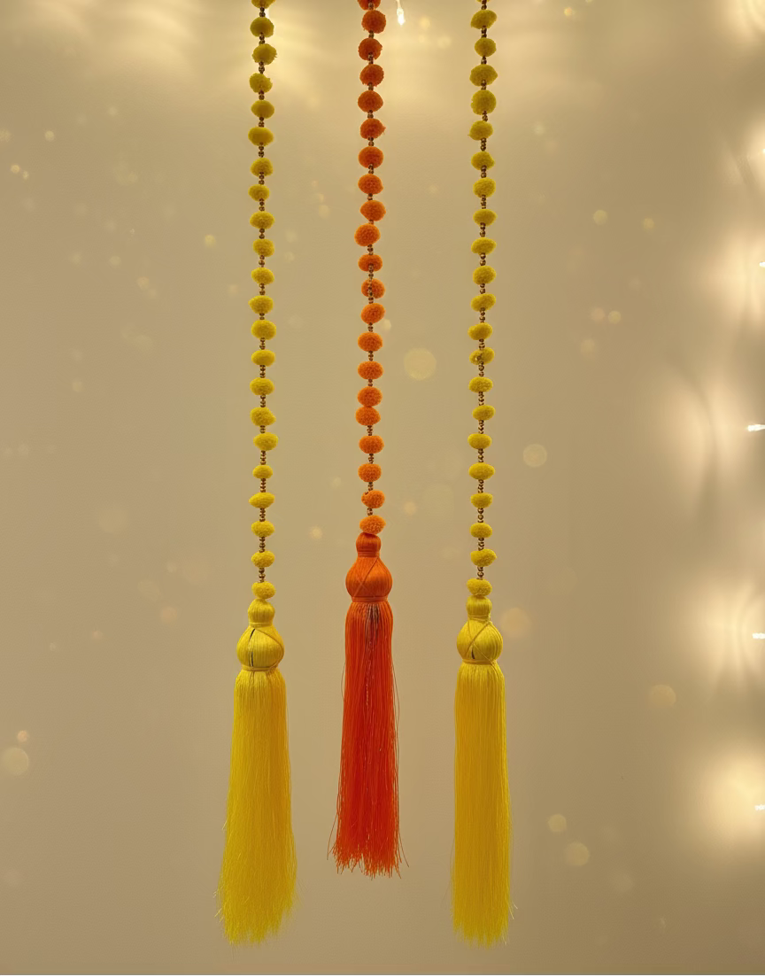 1x Orange + 2x Yellow Diwali Hanging Tassel Garlands - Pack of 3✨