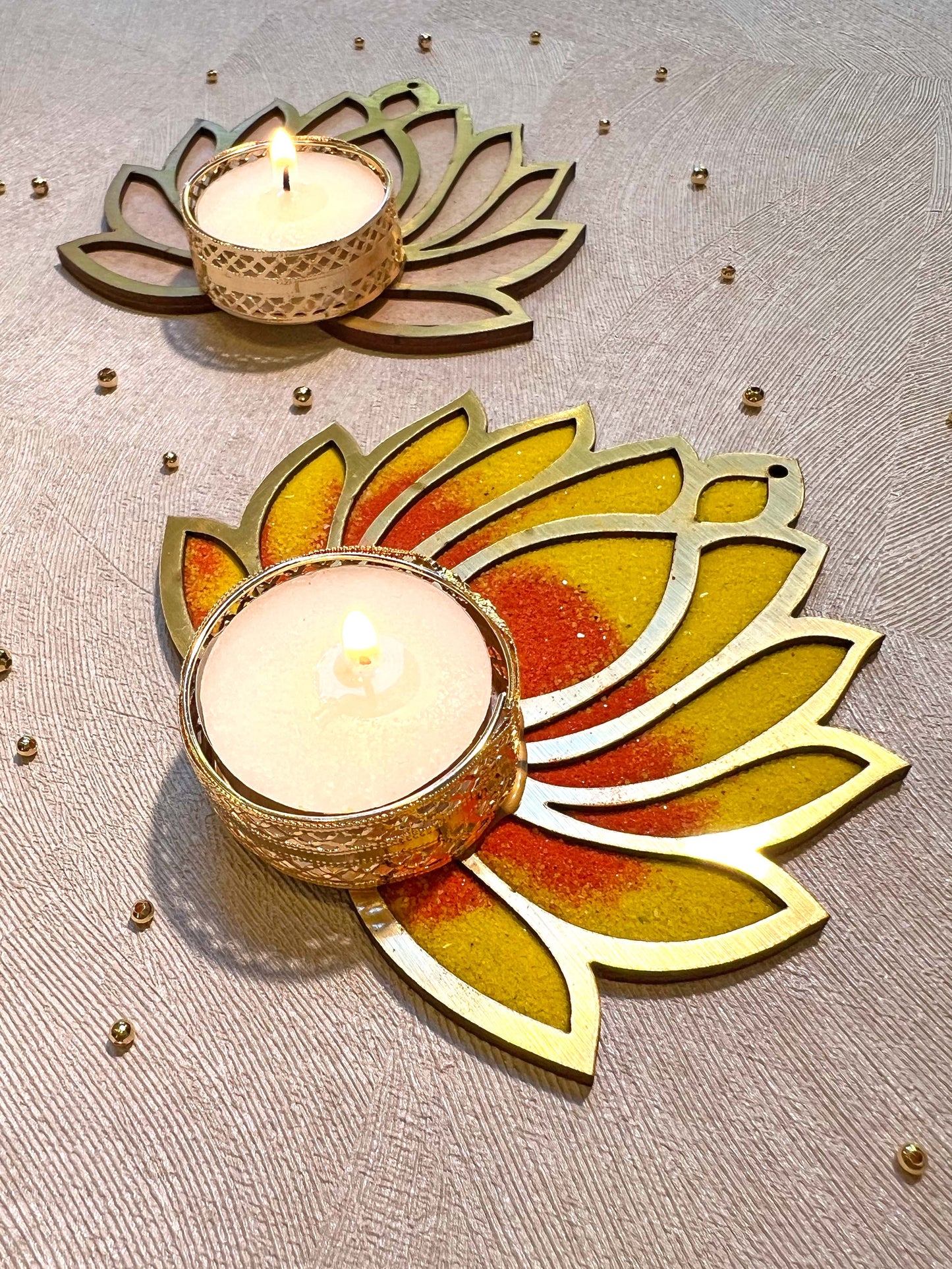 Lotus Rangoli Tealight Twin Set 🪷