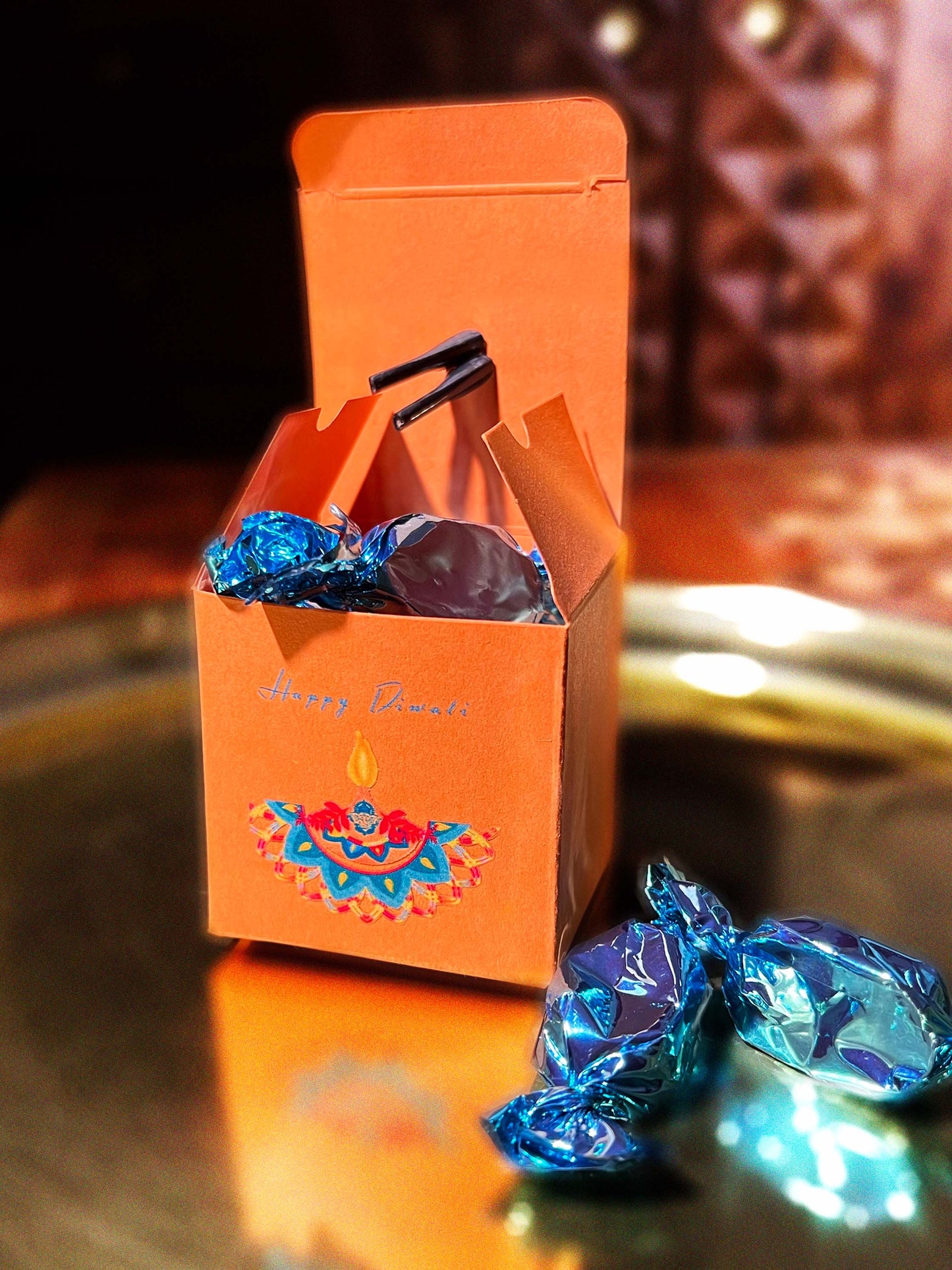 Happy Diwali Orange Mini Gift Box - Pack of 6 ✨
