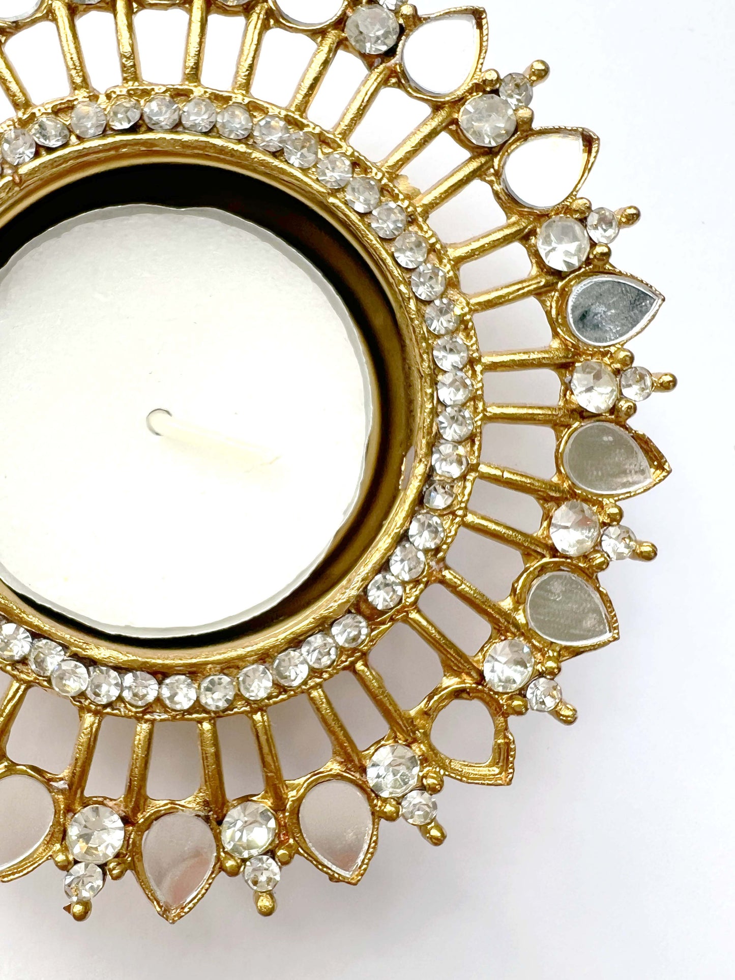 Perfectly Imperfect - Mirrored Round Diwali Gold Twin Diya Tealight Holders ✨