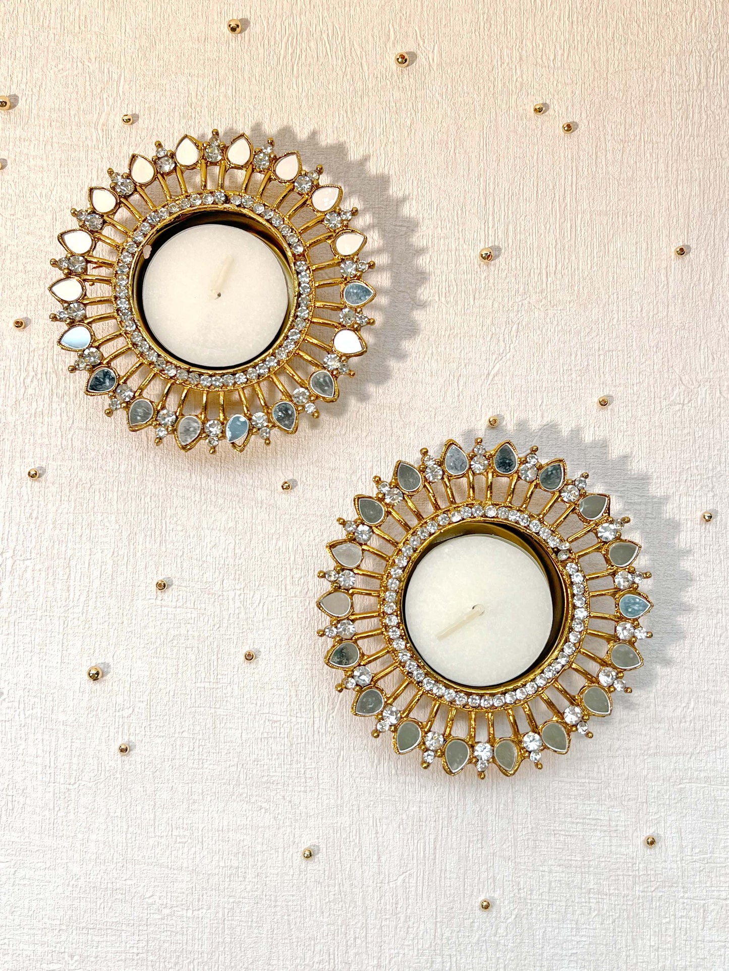 Twin Pack - Round Mirror Embellished Diwali Diya Tealights 🪞✨