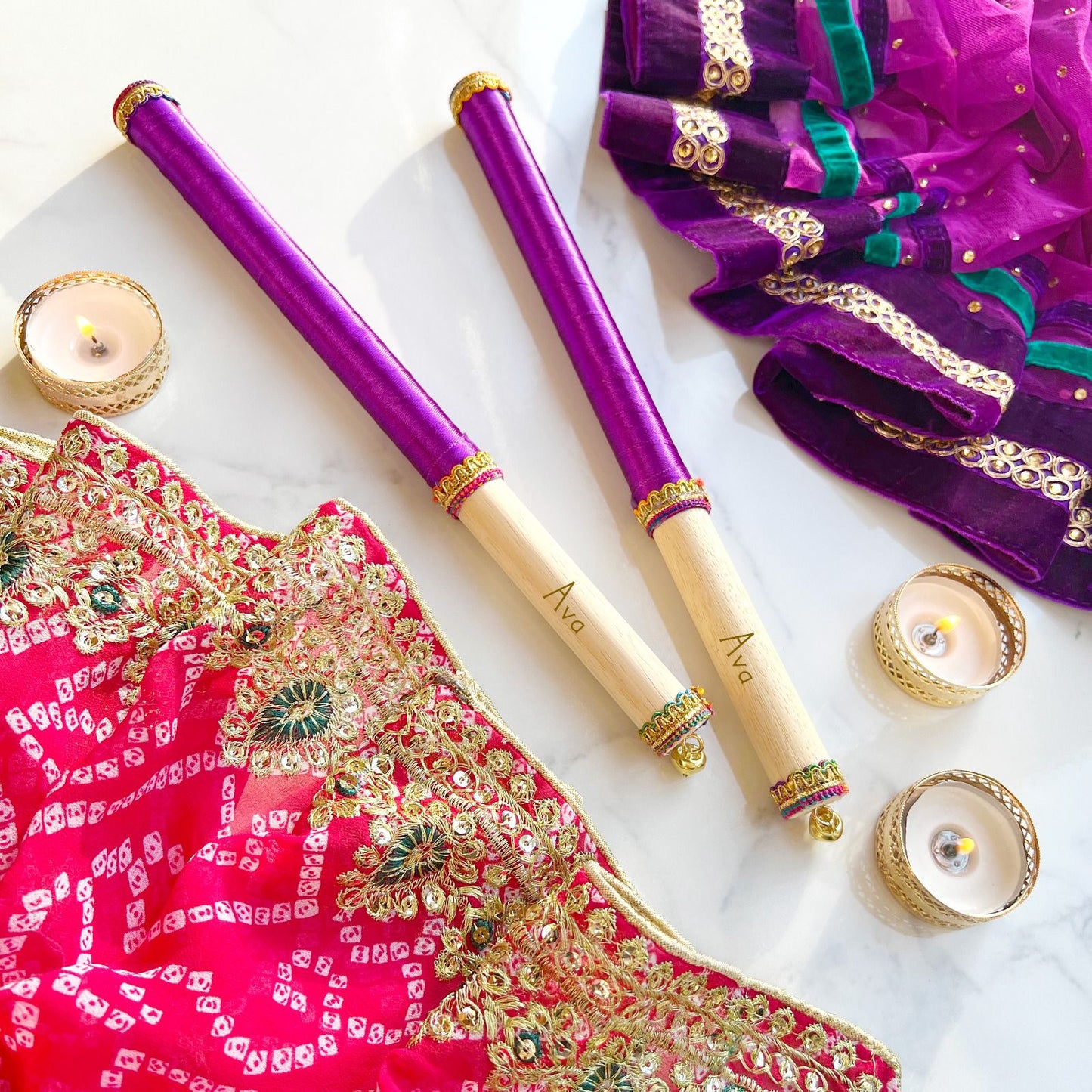 Adult's Personalised Dandiya Sticks - Purple