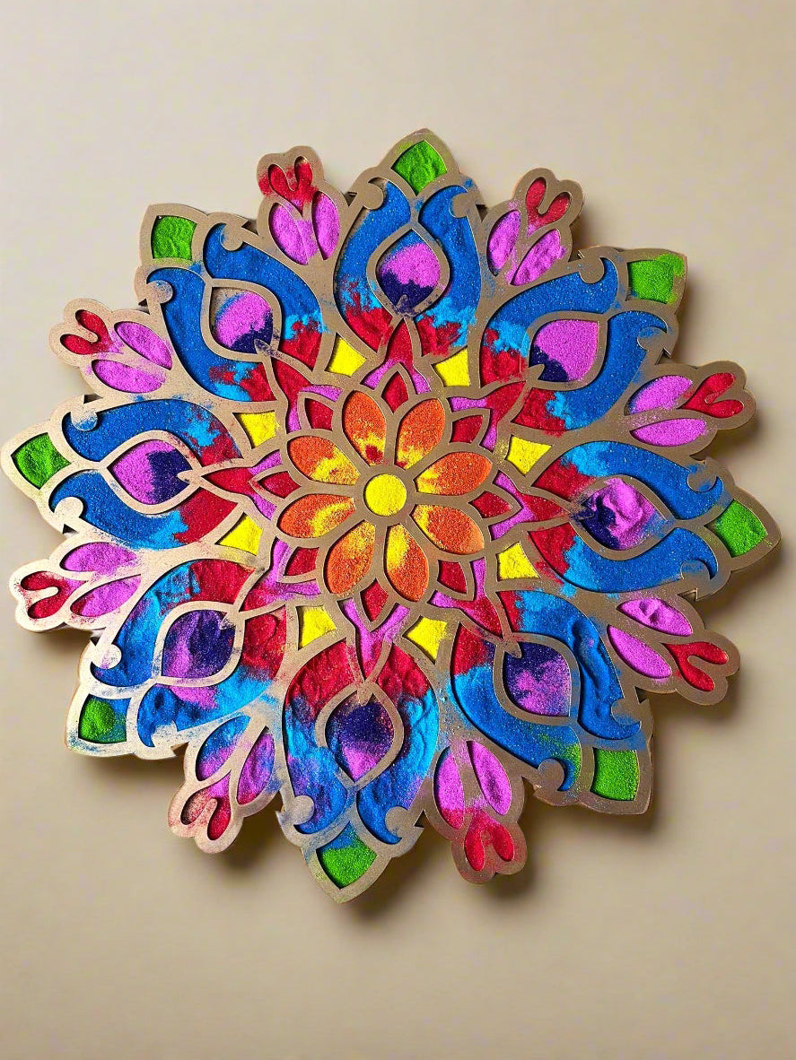 16" Diwali Bouquet Gold Wooden Rangoli Kit ✨
