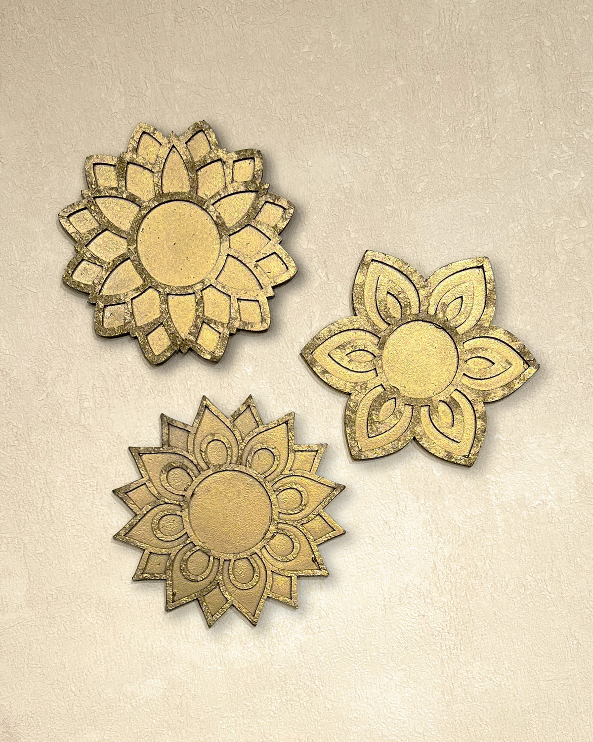 4" Mini Diwali Daisy Wooden Rangoli Kit
