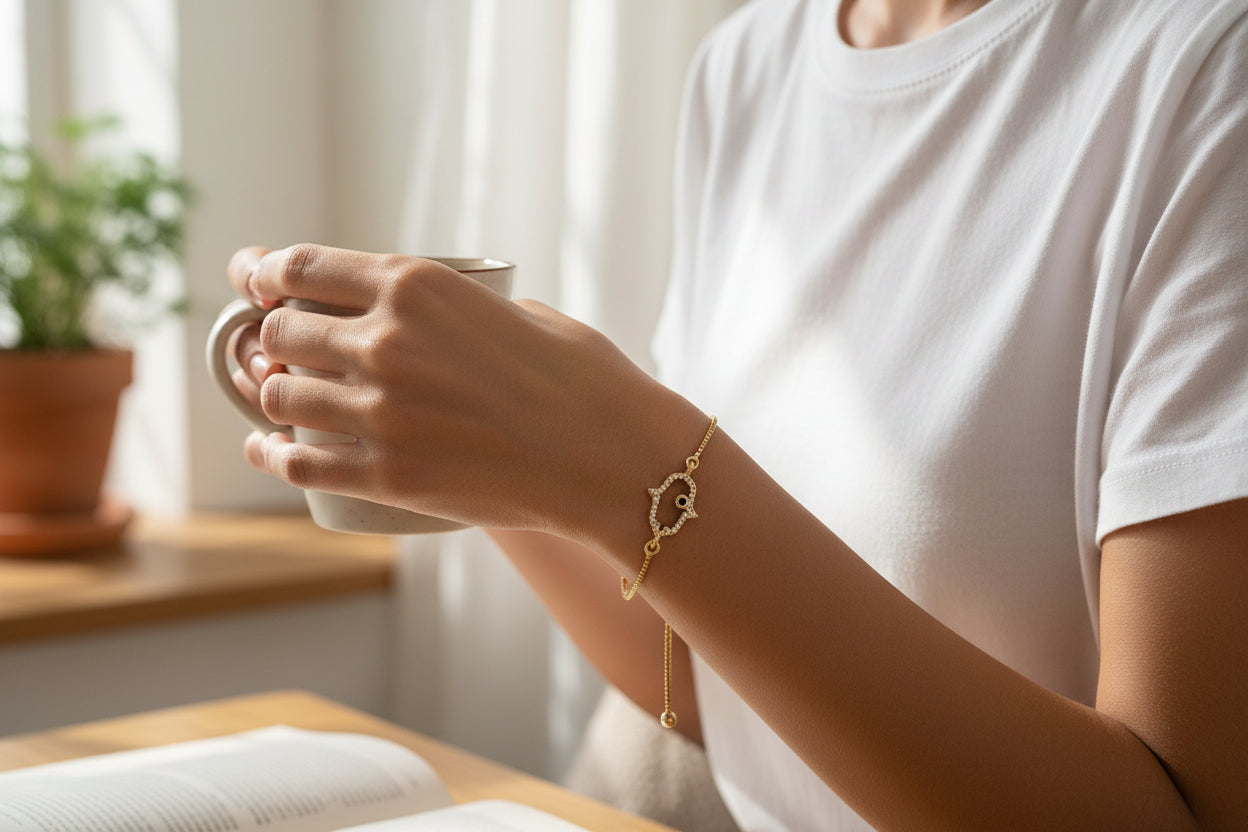 Gold Dainty Hamsa Bracelet