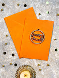 A6 Handmade Happy Diwali Greetings Card with Wooden Sign ✨