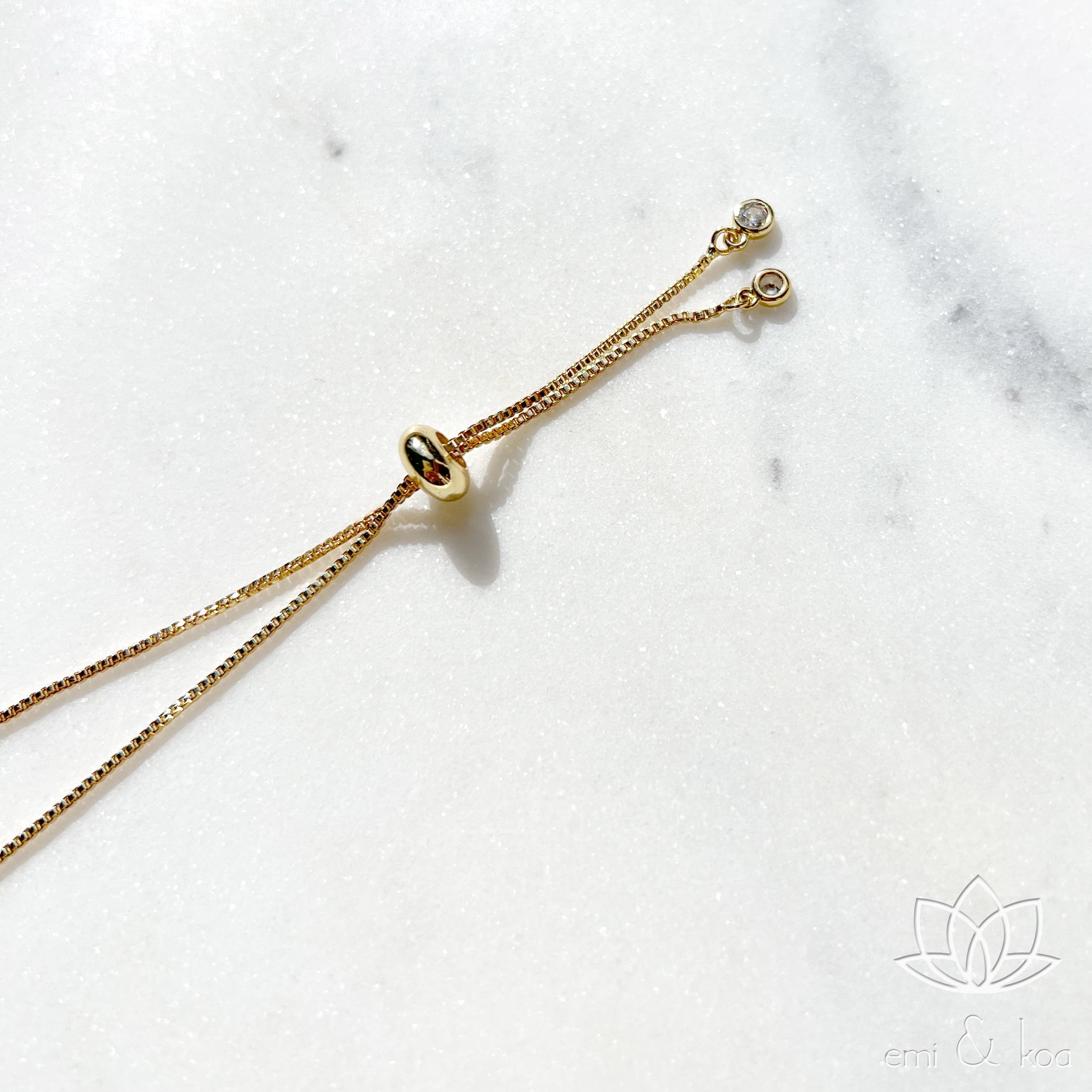 Gold Dainty Aum Om Adjustable Metal Bracelet EmiandKoa