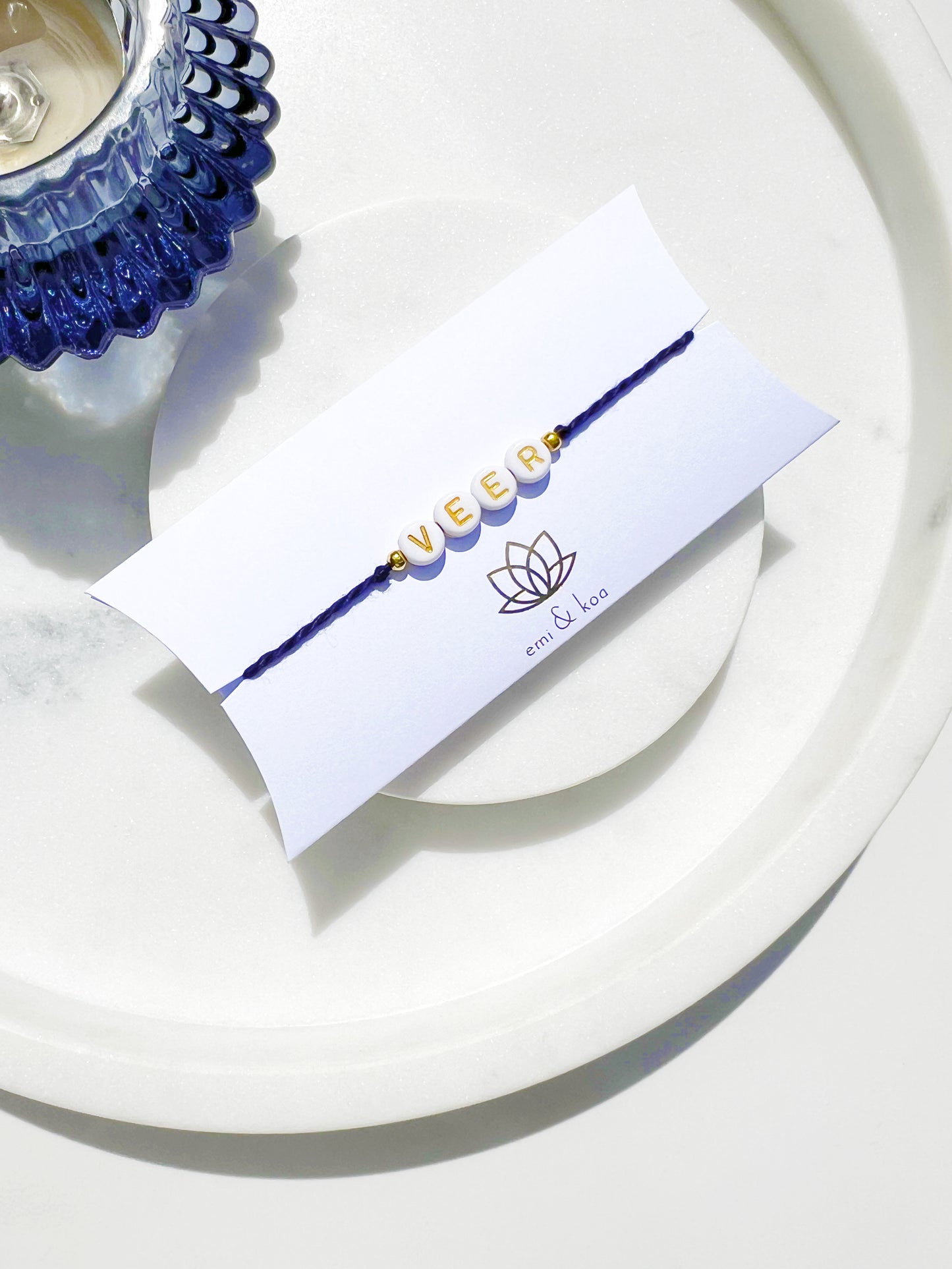 Personalised Name Round Bead Rakhri ⚪