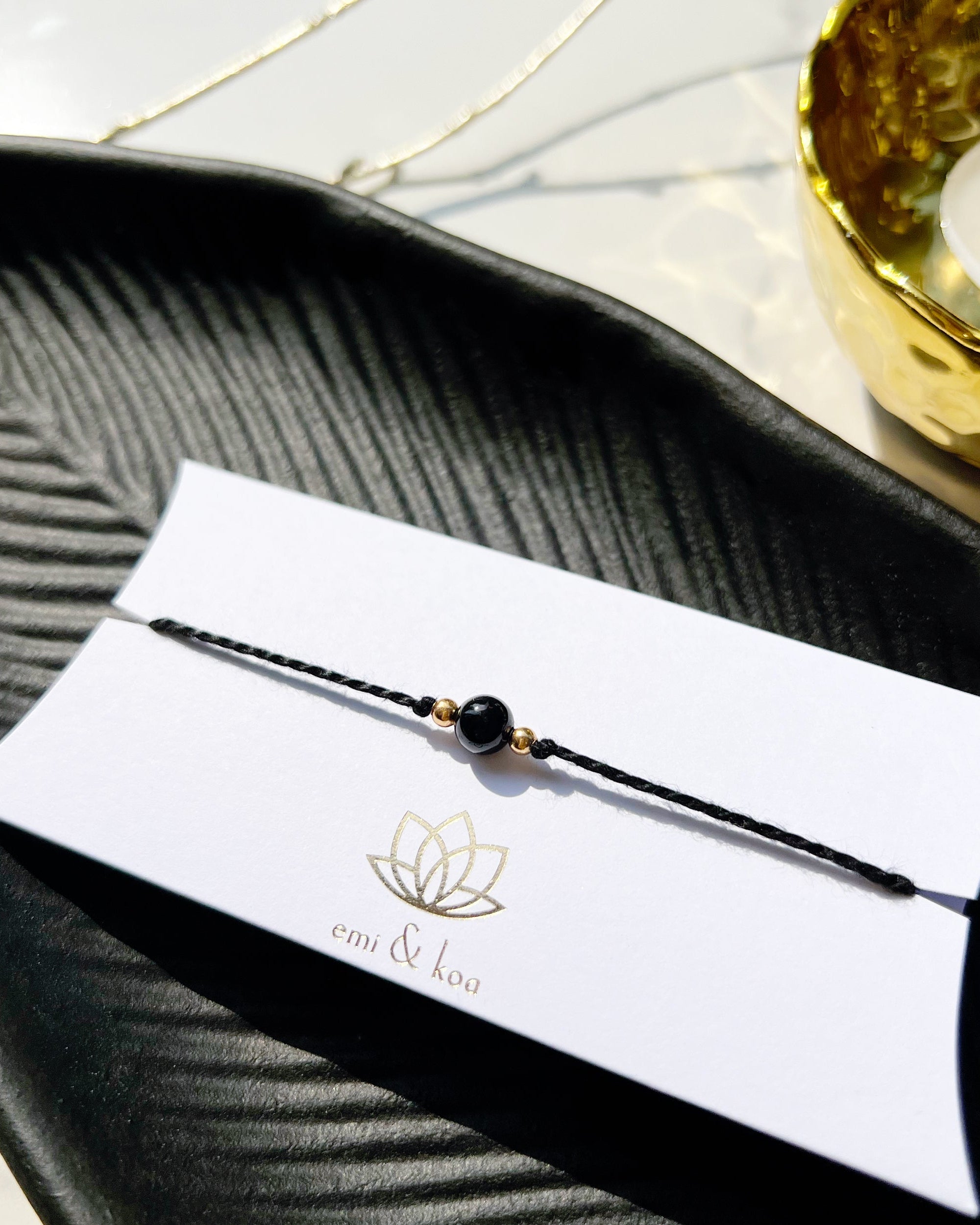 Natural Black Onyx Handmade Rakhi