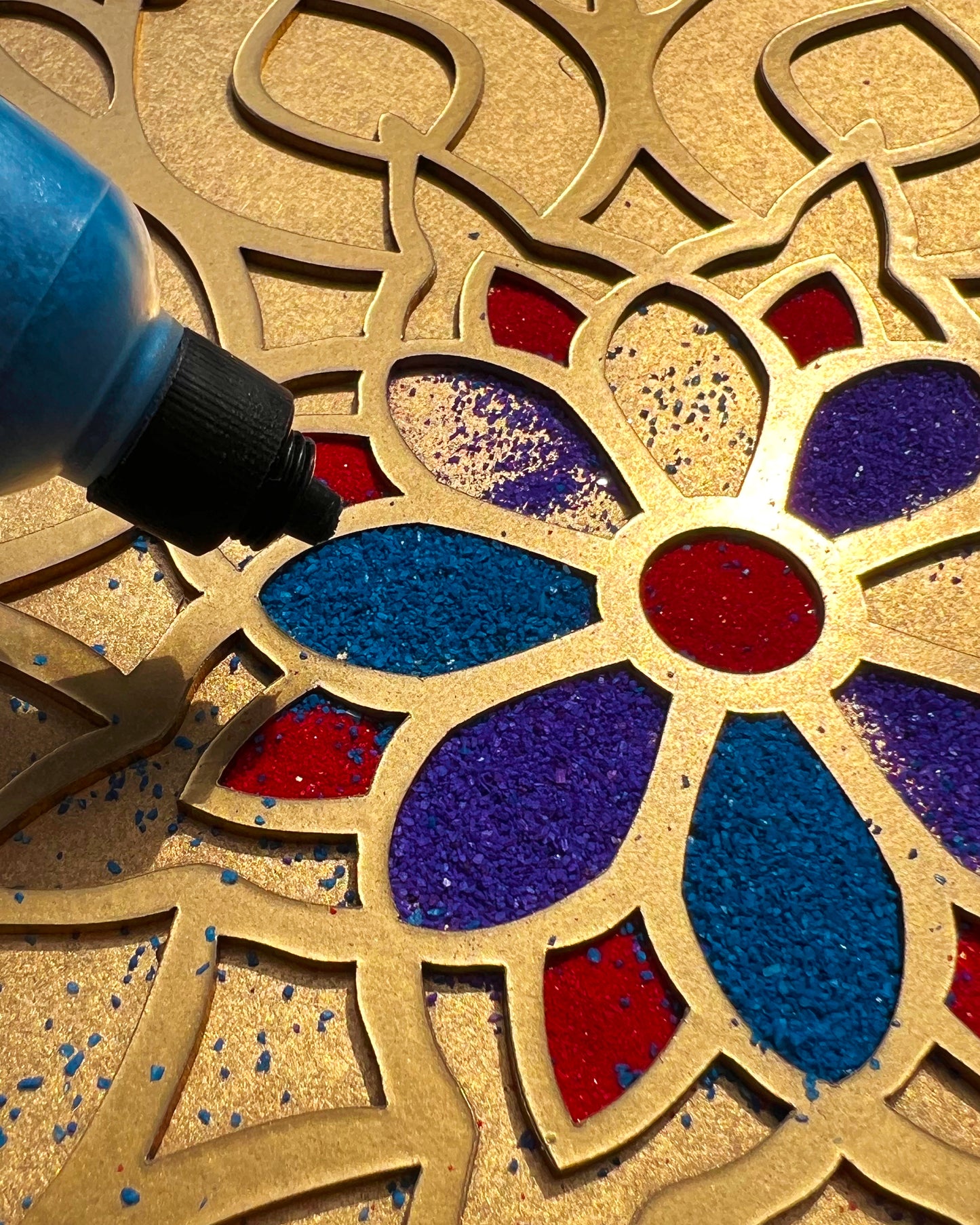 12" Diwali Bouquet Wooden Rangoli Kit