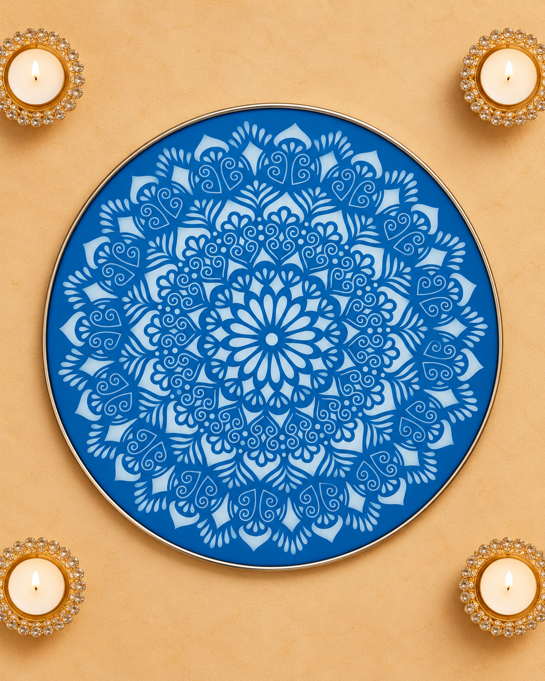 Extra Large 18 Inch Rangoli Net Stencil – Reusable Diwali Floor Decoration