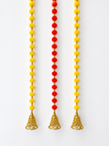2 Yellow + 1 Red Pom Pom Hanging Bell Garlands - Pack of 3 ✨