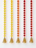 2 Red / 1 Orange / 2 Yellow Pom Pom Hanging Bell Garlands - Pack of 5 ✨