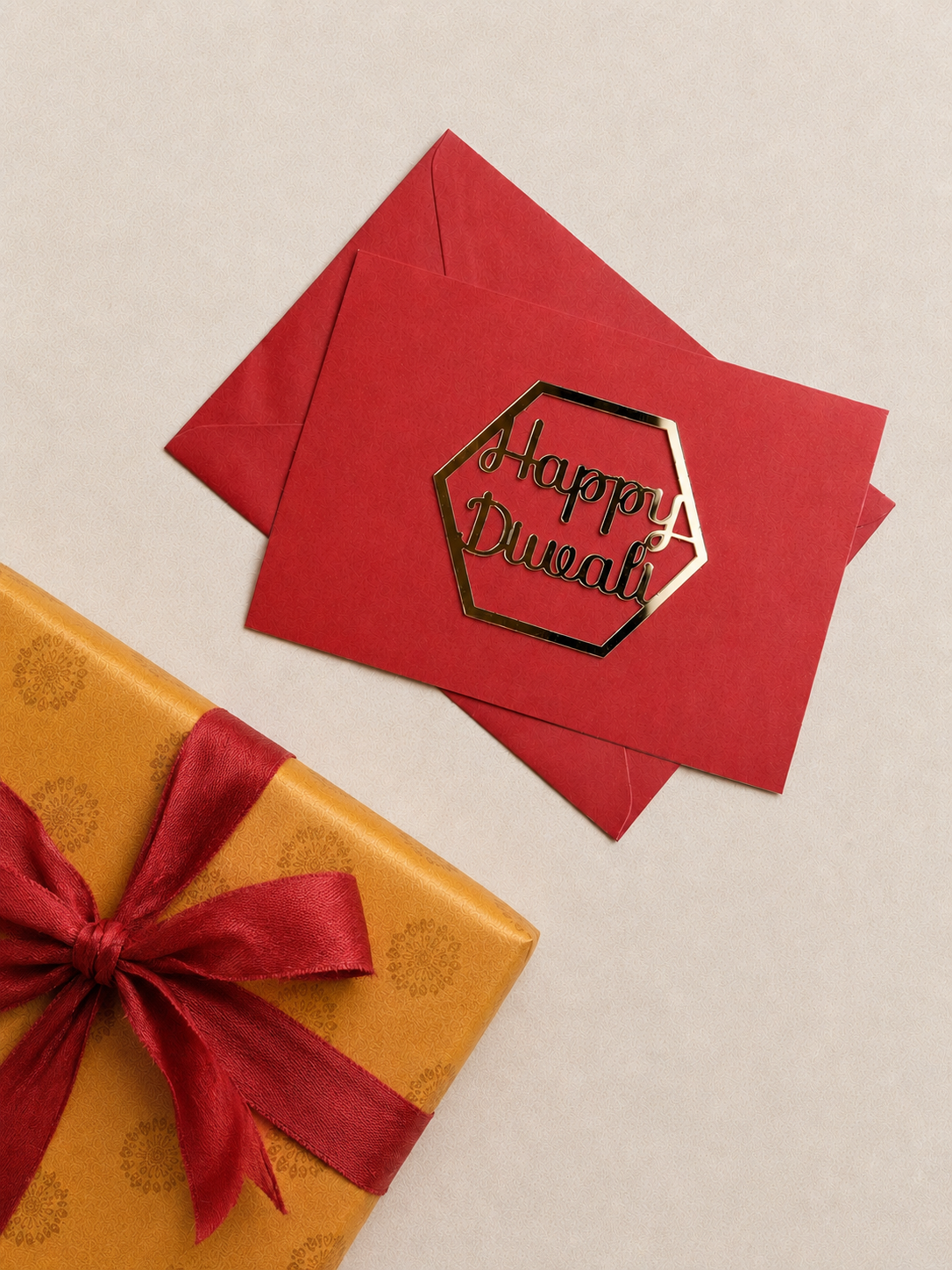 A5 Red Diwali Greetings Card ✨