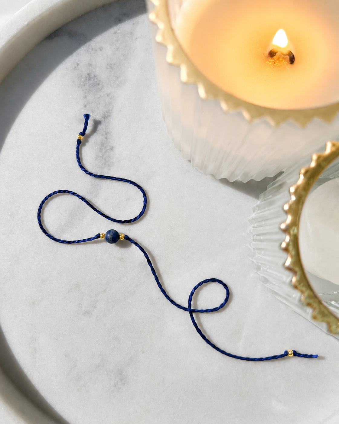 Natural Frosted Sodalite Handmade Rakhi