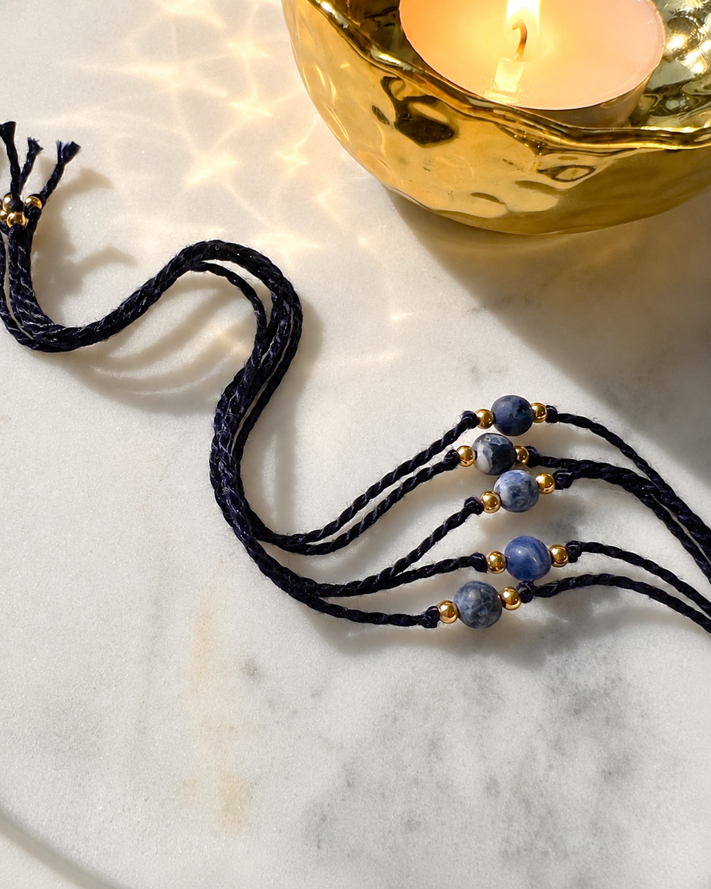 Natural Frosted Sodalite Handmade Rakhi