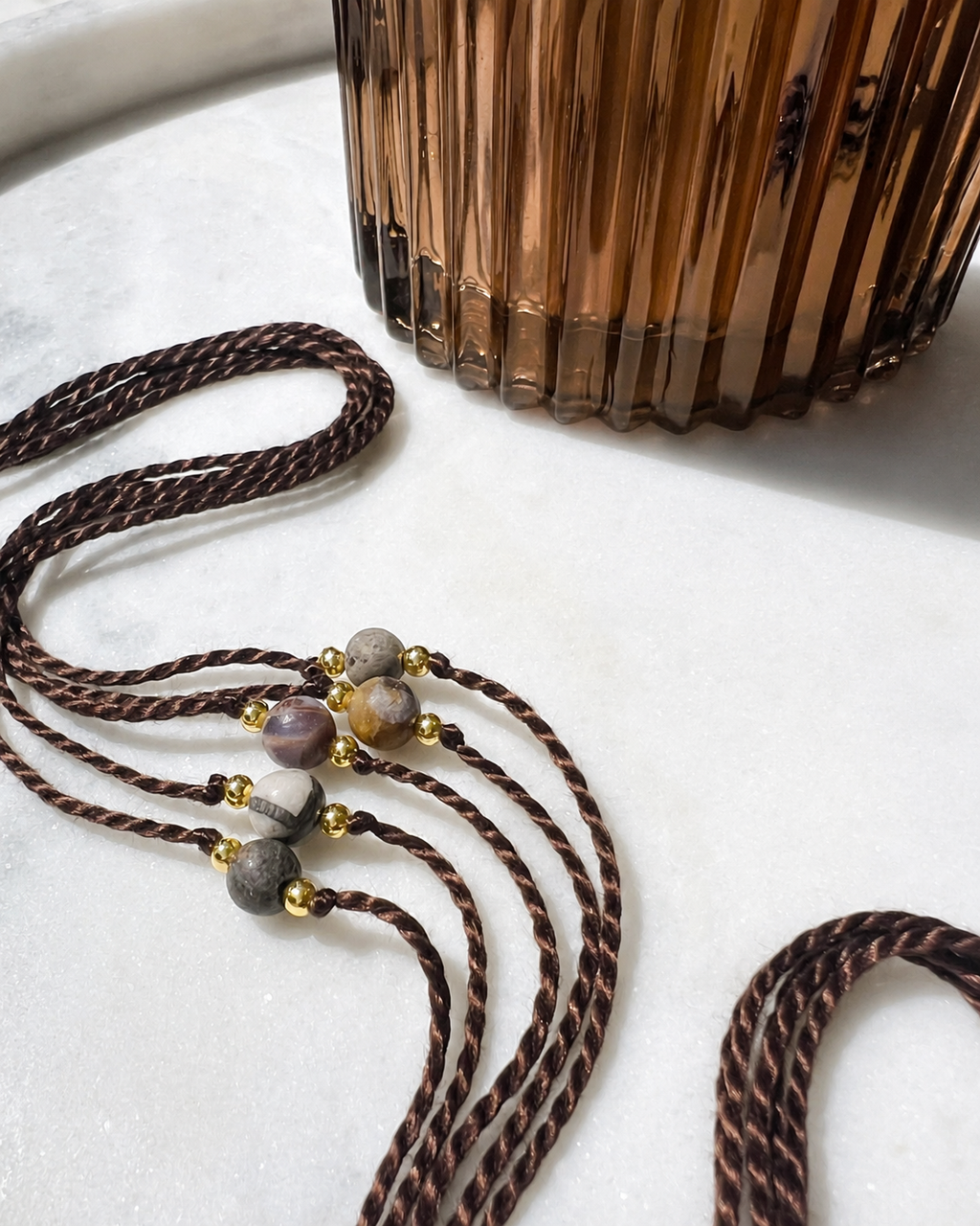 Natural Bamboo Leaf Agate Rakhi
