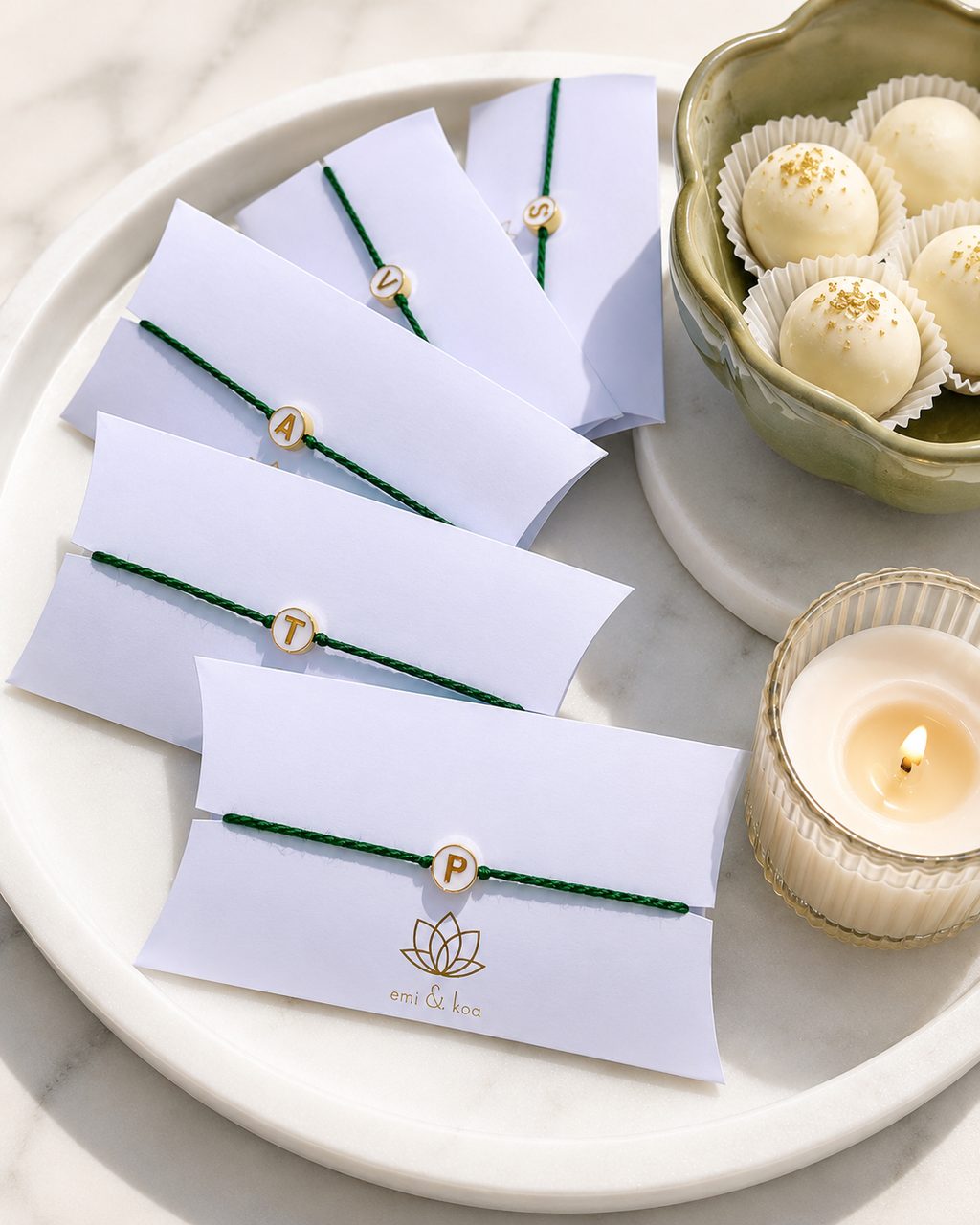 Premium White & Gold Initial Rakhri