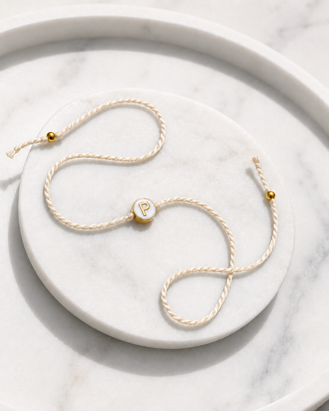 Premium White & Gold Initial Rakhri