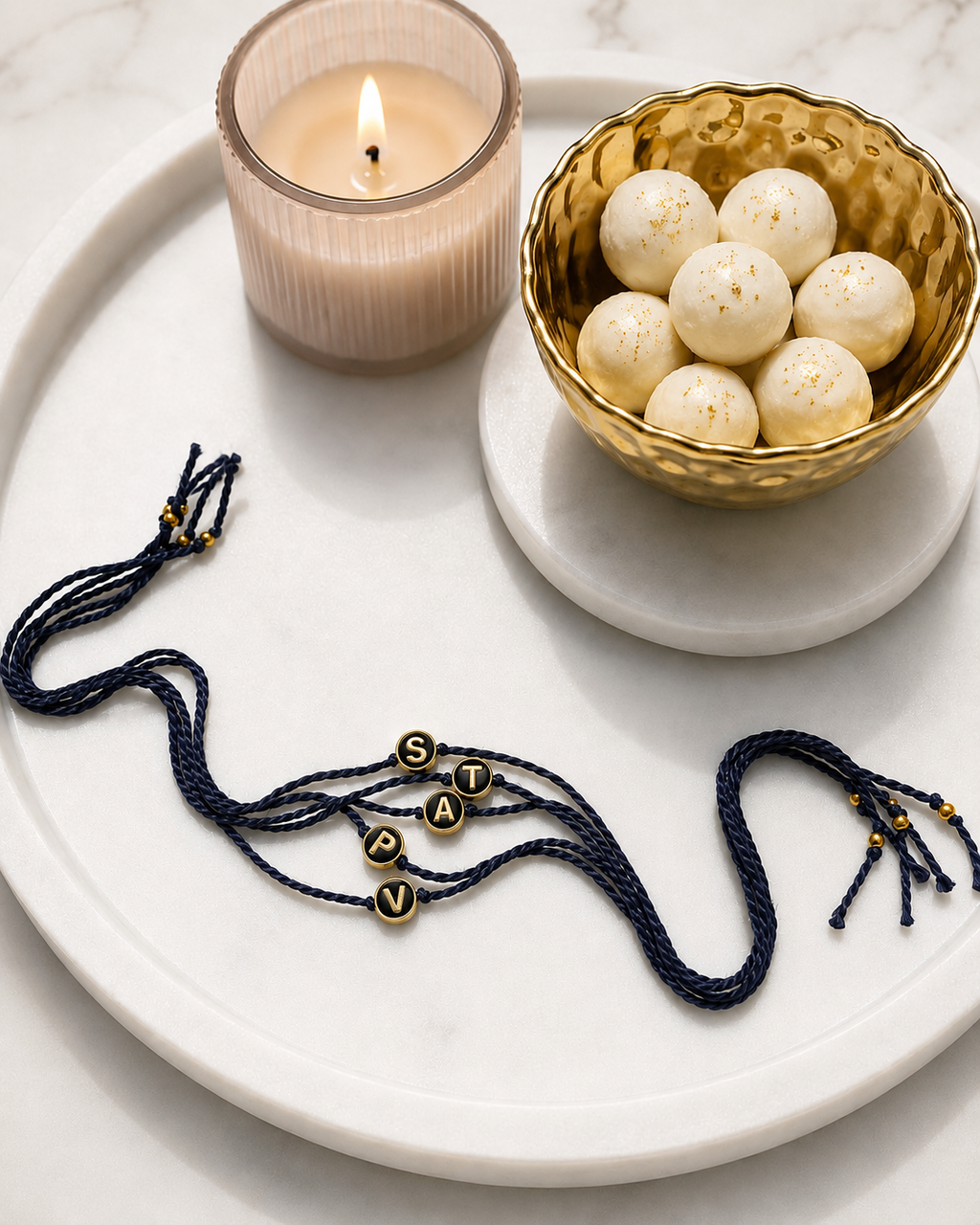 Premium Black & Gold Initial Rakhri