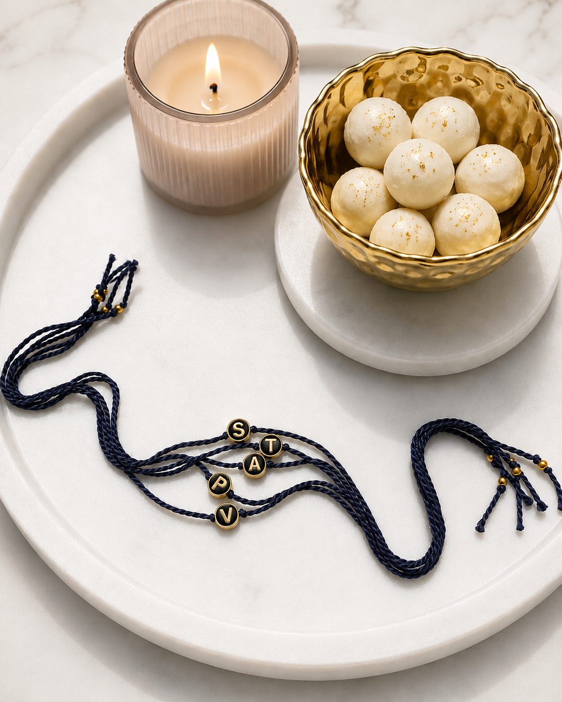 Premium Black & Gold Initial Rakhri