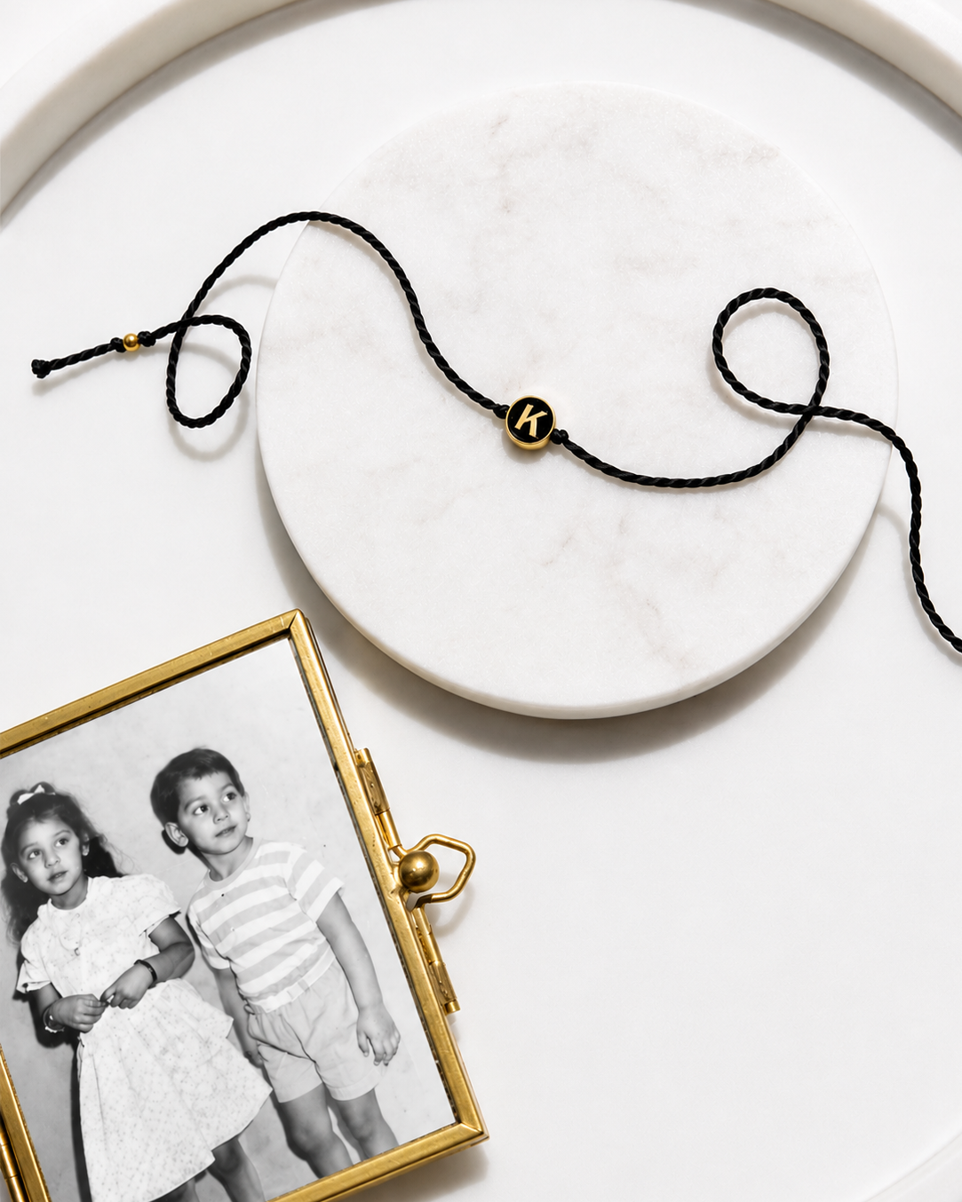 Premium Black & Gold Initial Rakhri