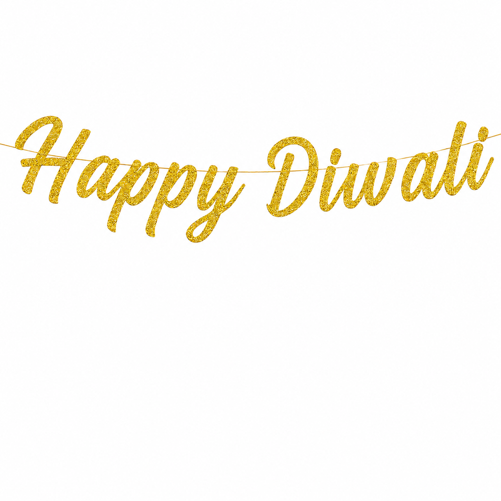 Happy Diwali Gold Glitter Hanging Bunting Banner ✨