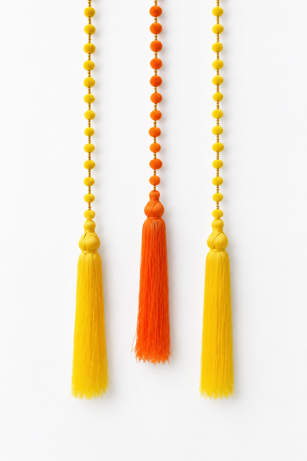 1x Orange + 2x Yellow Diwali Hanging Tassel Garlands - Pack of 3✨