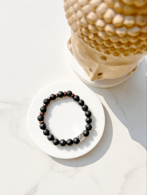 Aum Natural Lava Rock Bead Bracelet