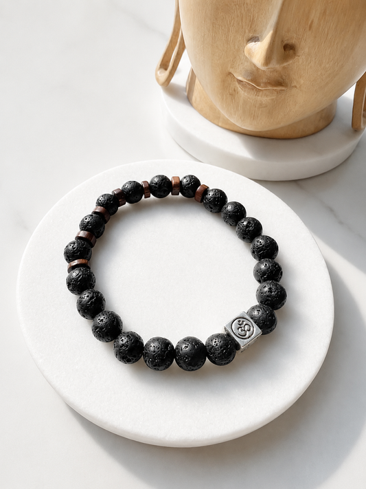 Aum Natural Lava Rock Bead Bracelet