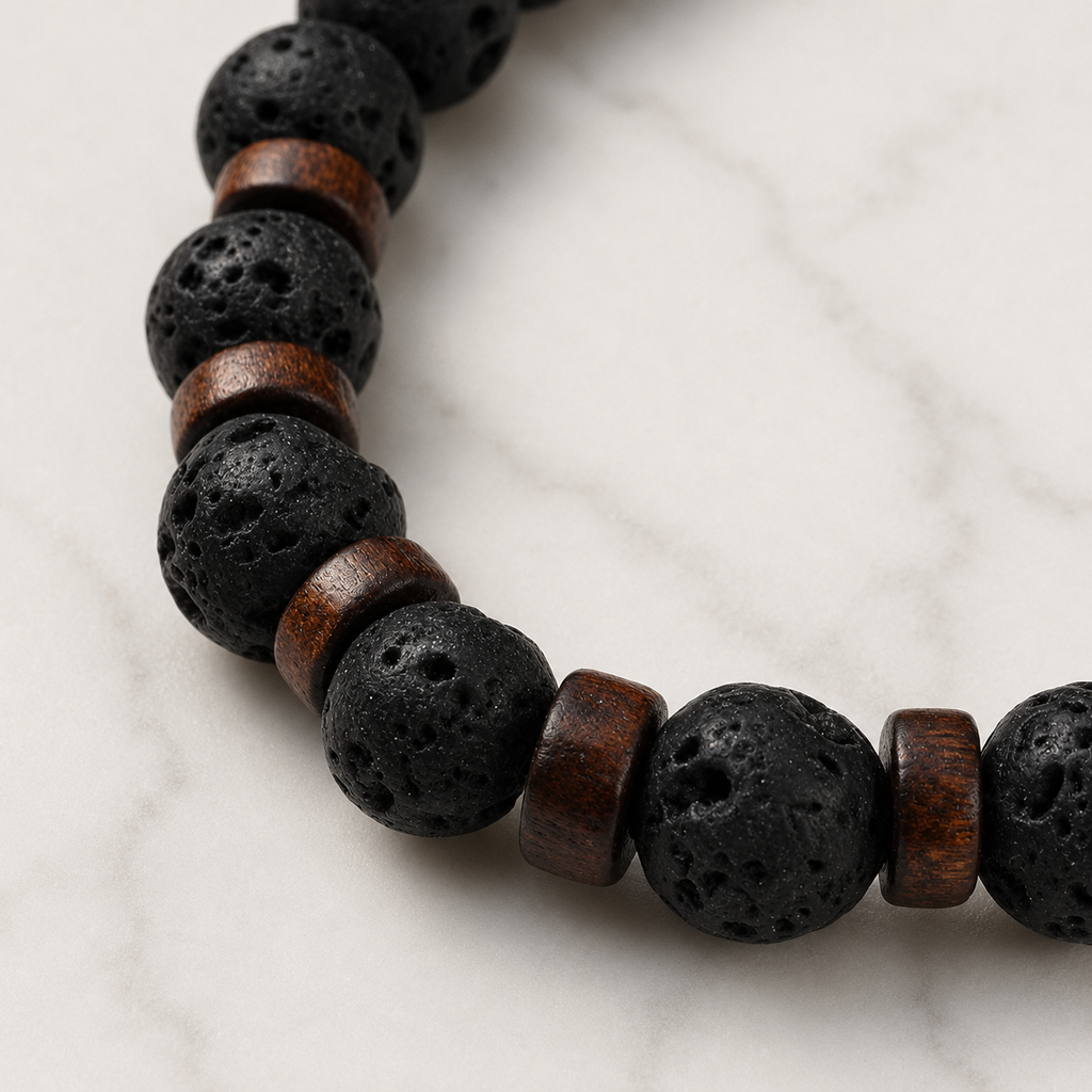 Aum Natural Lava Rock Bead Bracelet