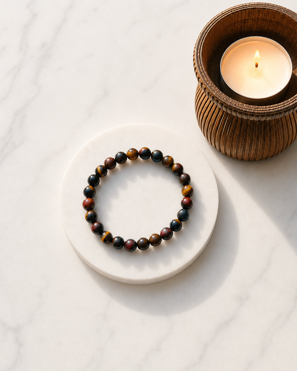 Natural Tiger's Eye Men's Stretch Bracelet 🐯
