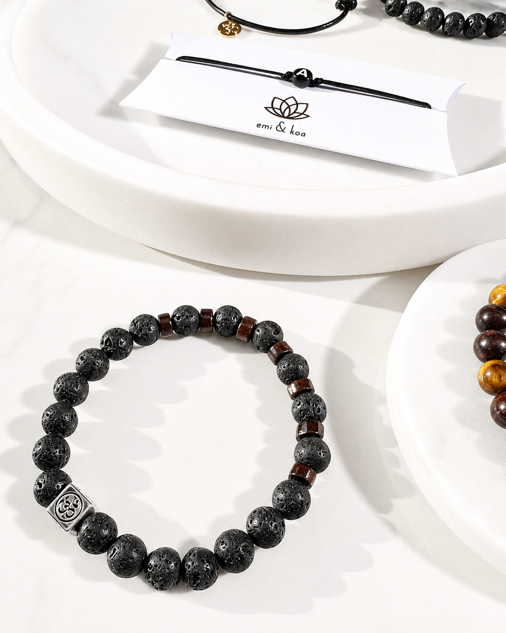 Aum Natural Lava Rock Bead Bracelet