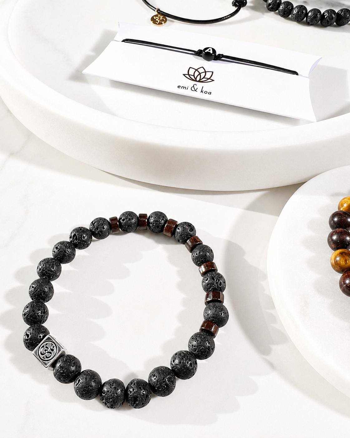 Aum Natural Lava Rock Bead Bracelet