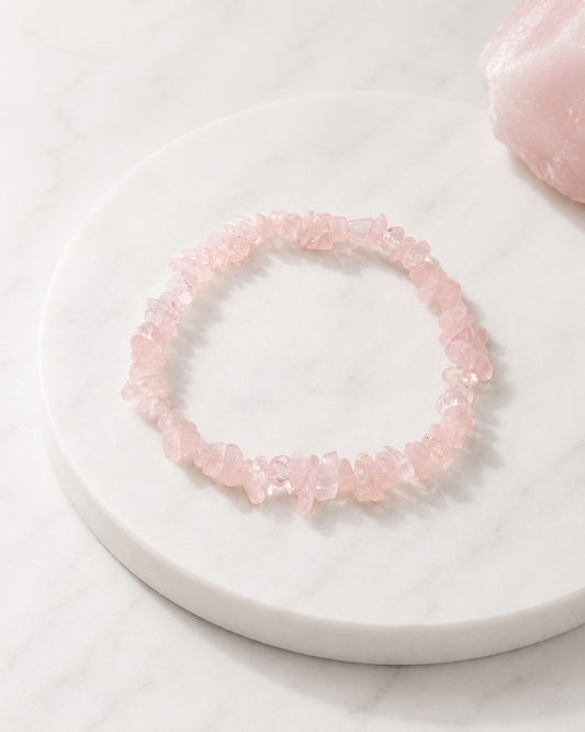 Natural Chip Rose Quartz Beads Stretch Bracelet