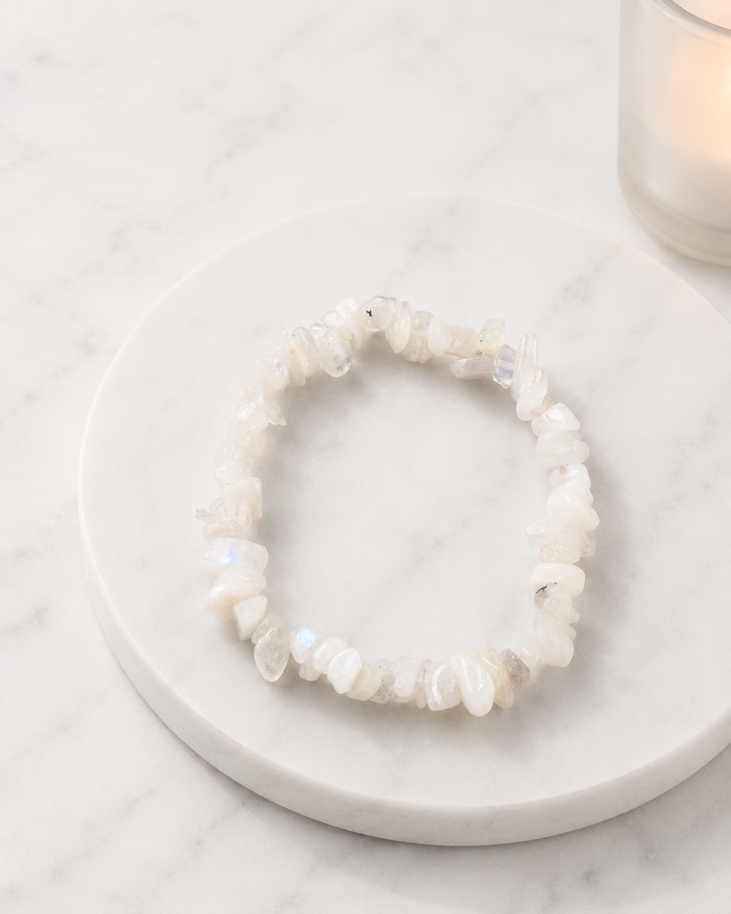 Natural Chip Moonstone Beaded Stretch Bracelet