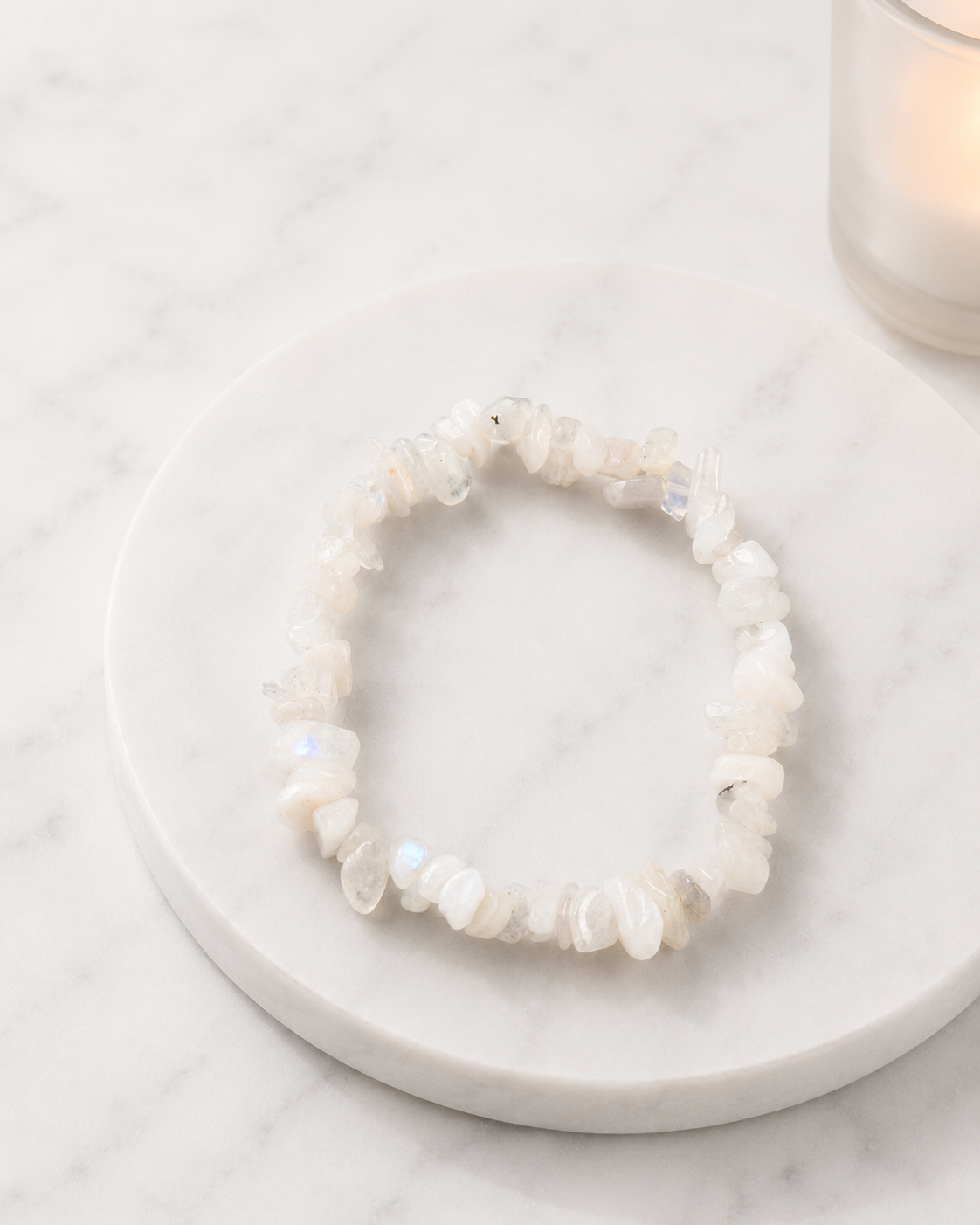 Natural Chip Moonstone Beaded Stretch Bracelet