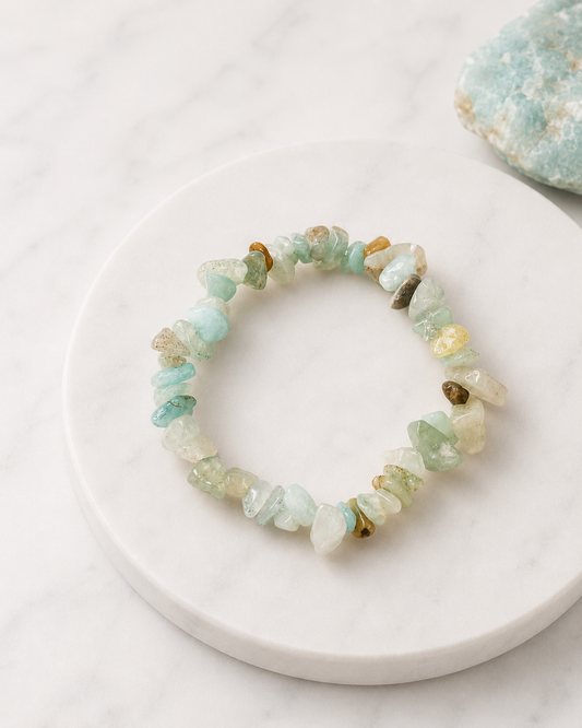 Natural Chip Amazonite Beaded Stretch Bracelet