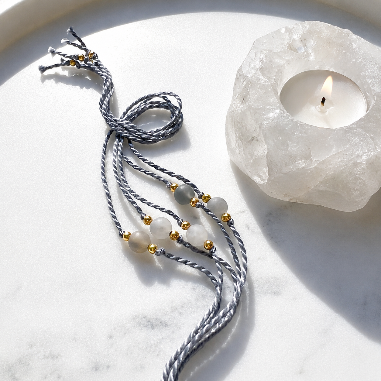 Natural Frosted Cloudy Quartz Rakhri