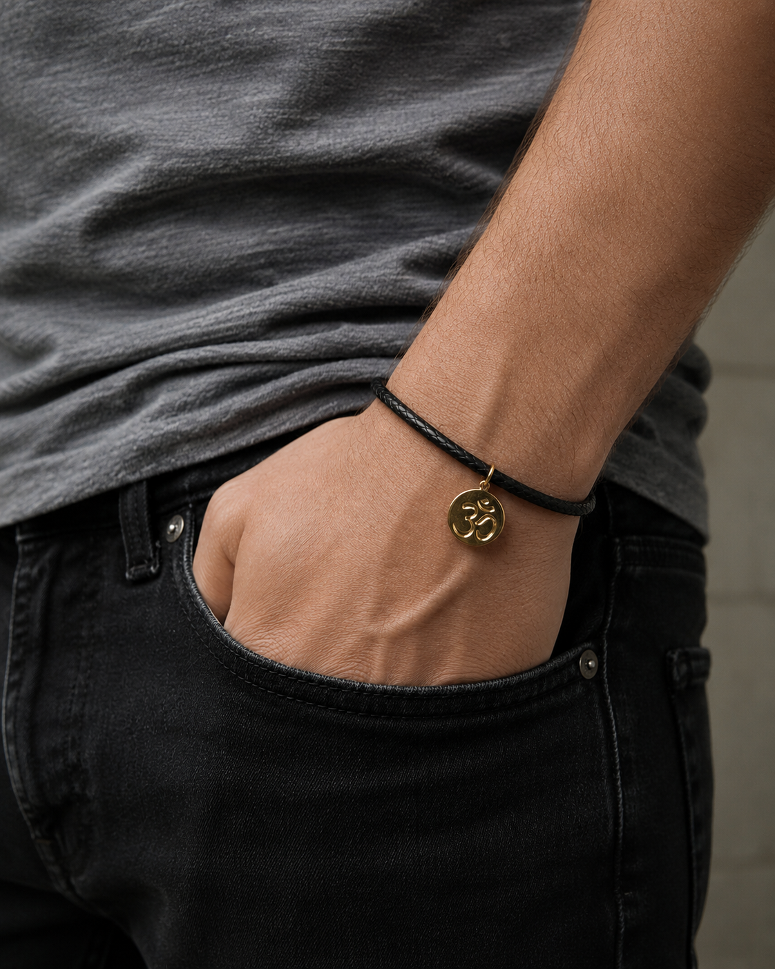 Aum 18k Gold Plated Adjustable Bracelet