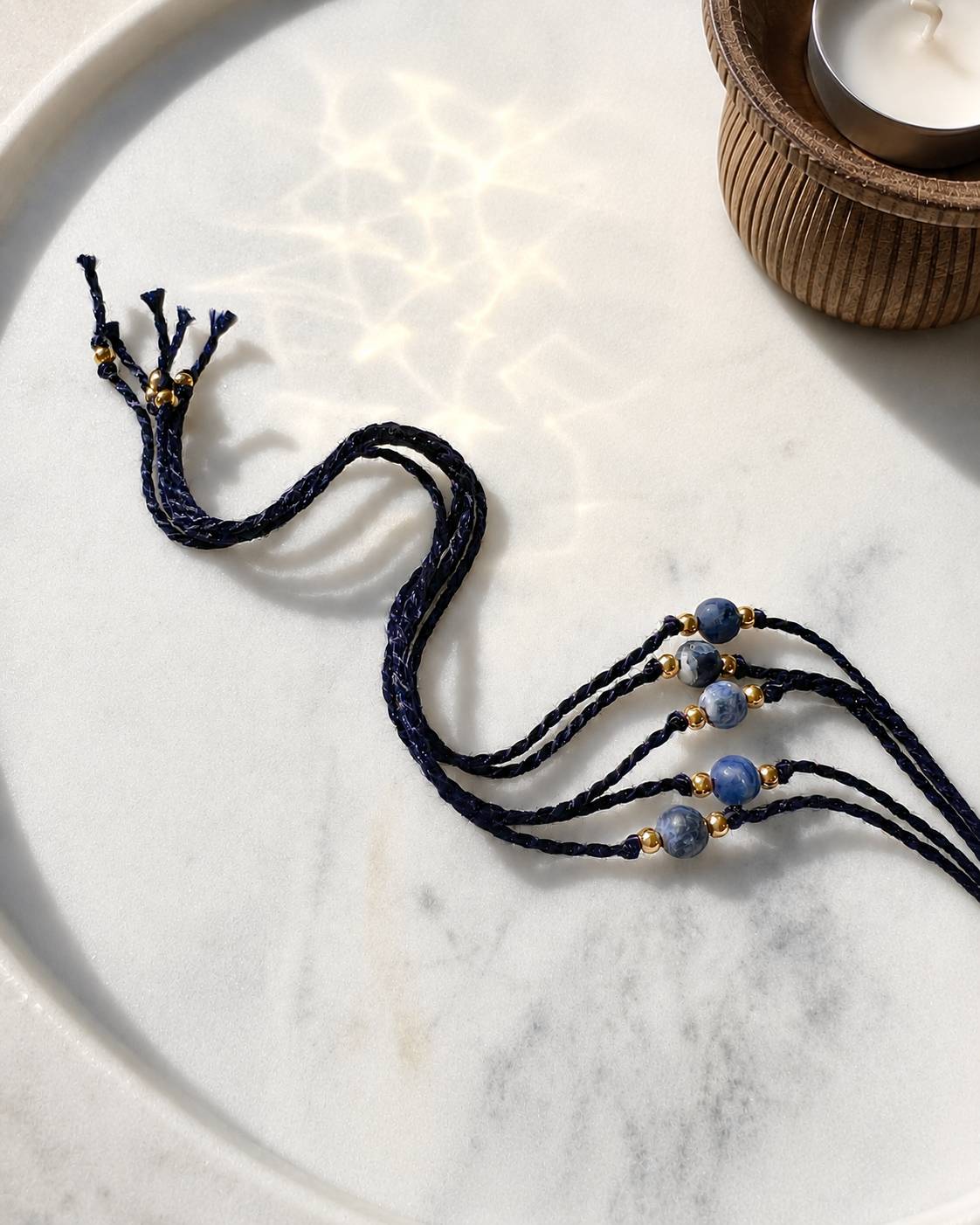 Natural Frosted Sodalite Handmade Rakhri