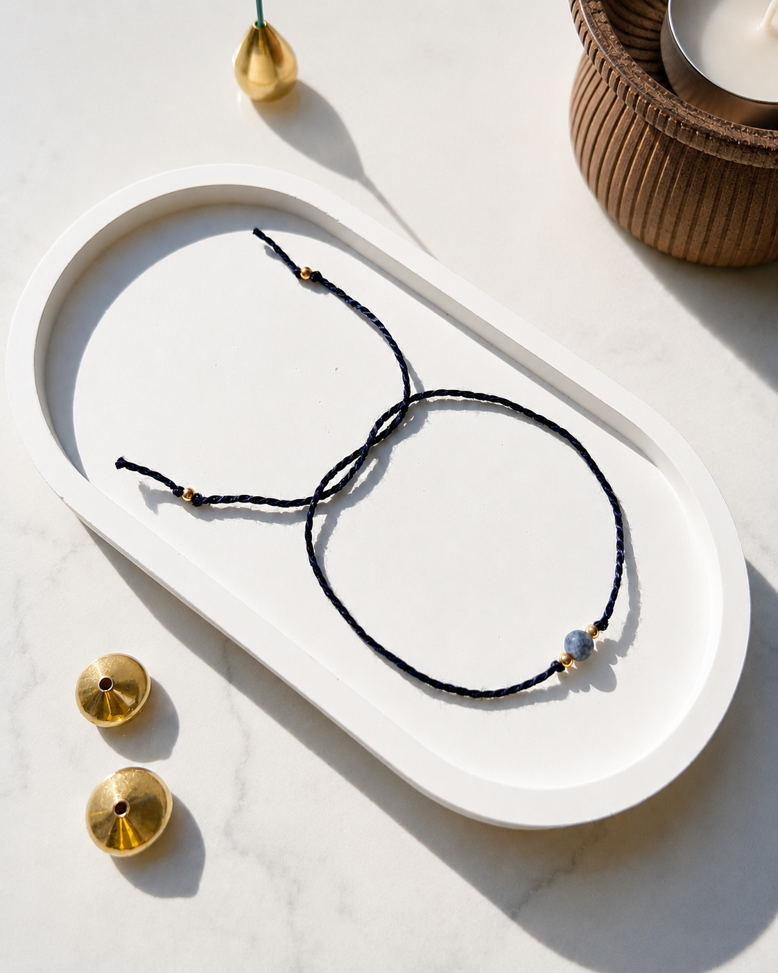 Natural Frosted Sodalite Handmade Rakhri