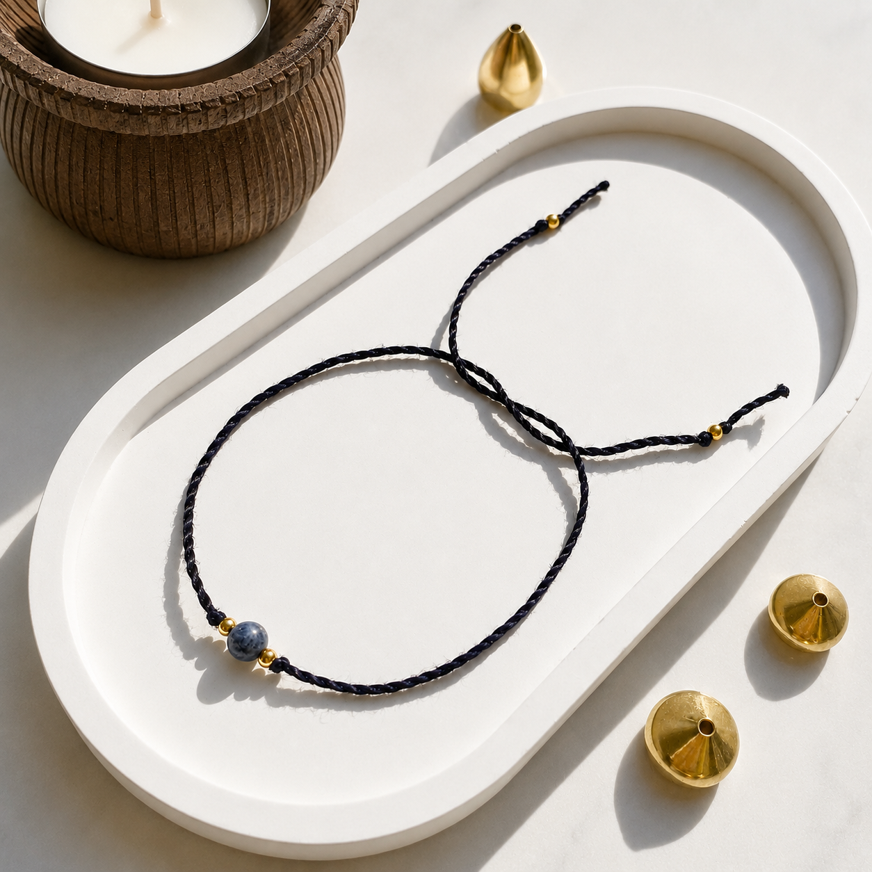 Natural Frosted Sodalite Handmade Rakhri