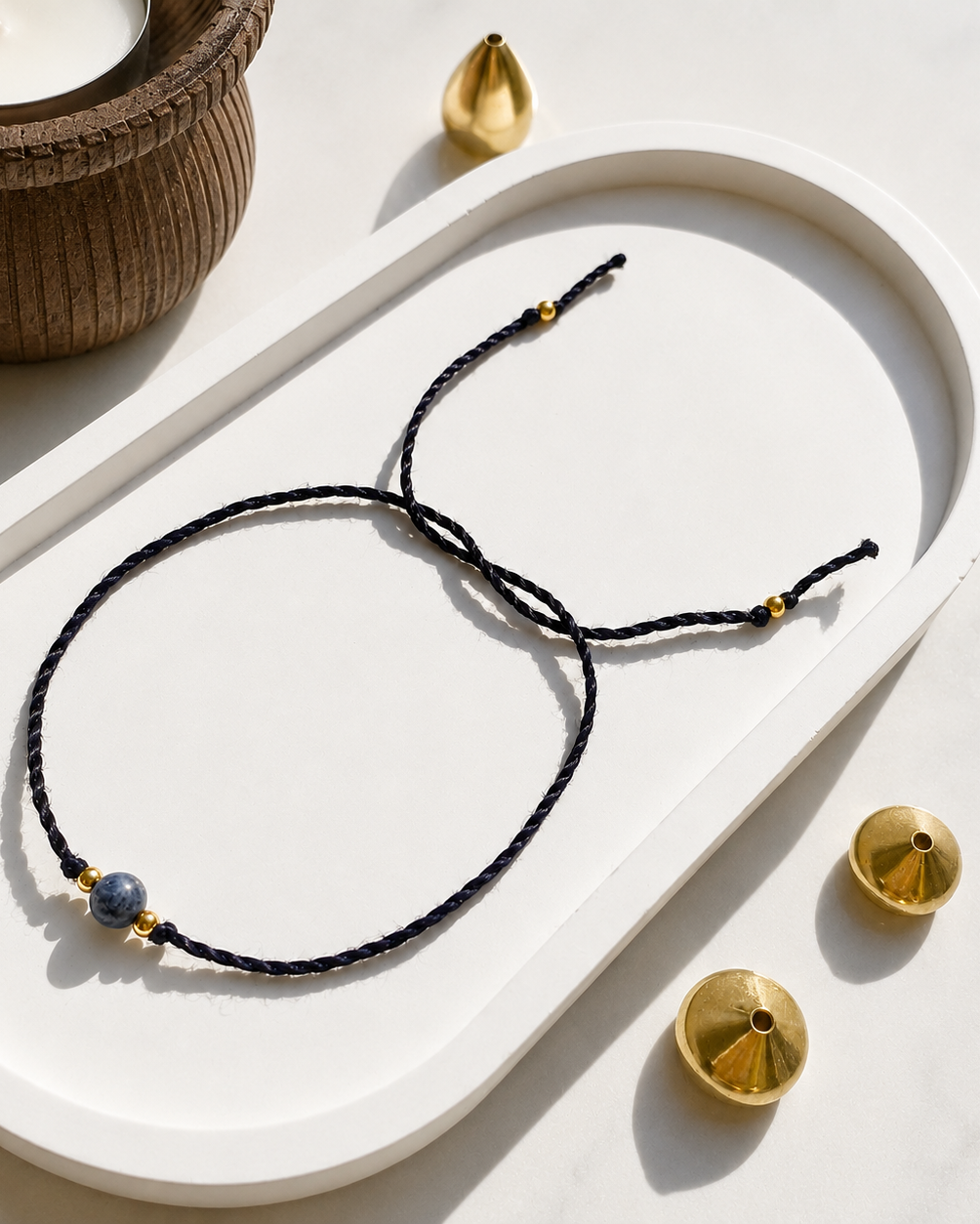 Natural Frosted Sodalite Handmade Rakhi
