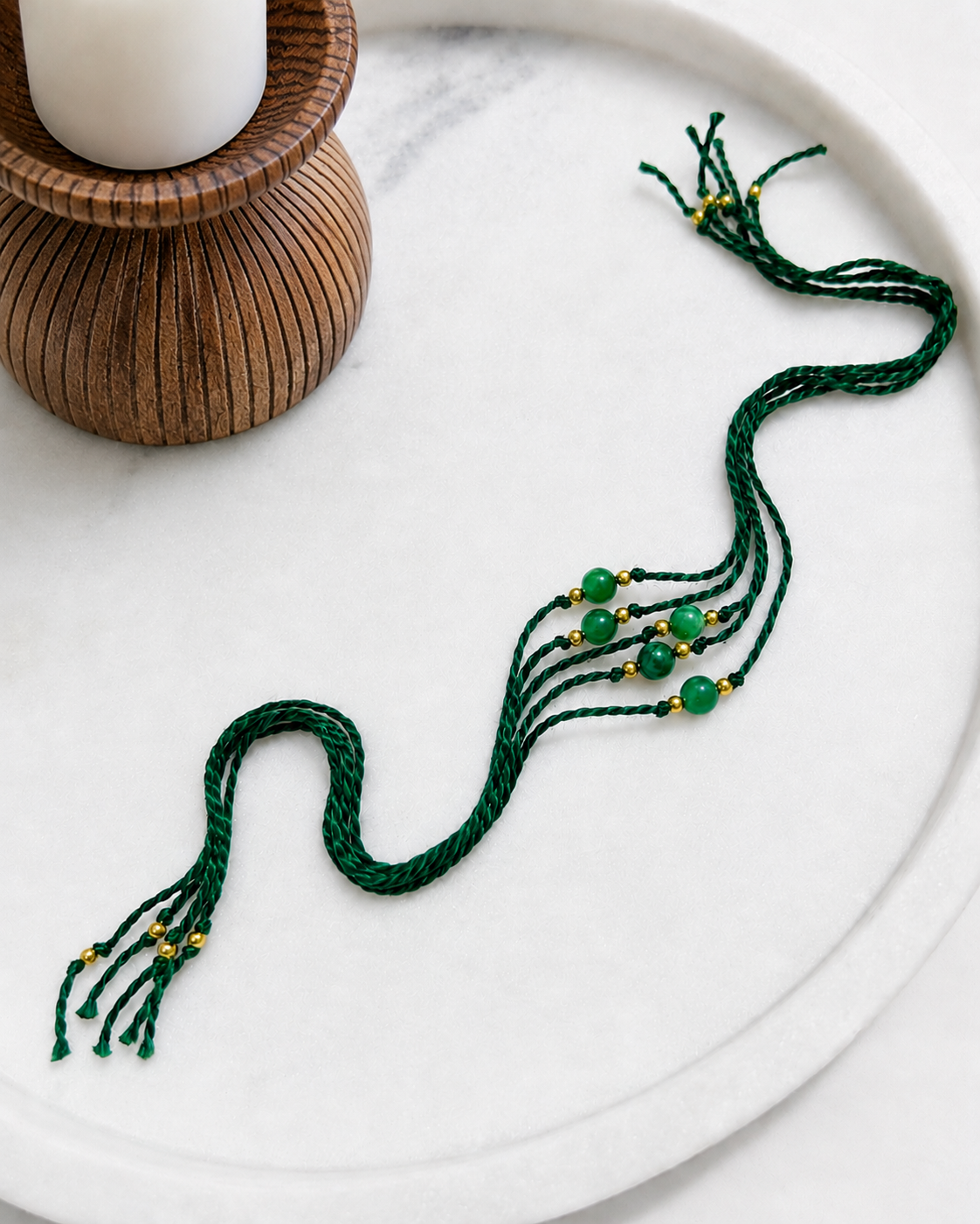 Natural Dark Green Malaysia Jade Handmade Rakhri