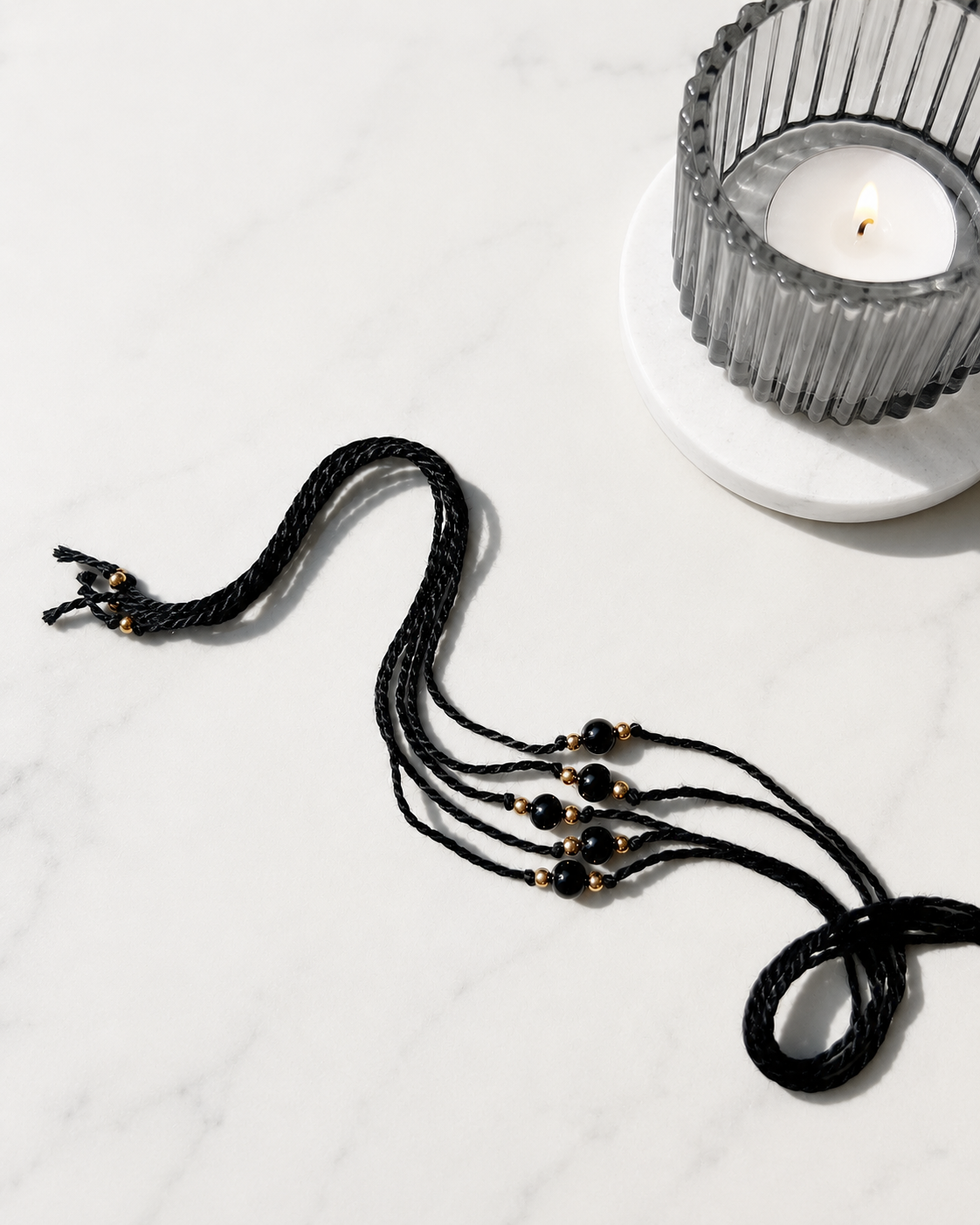 Natural Black Onyx Handmade Rakhri